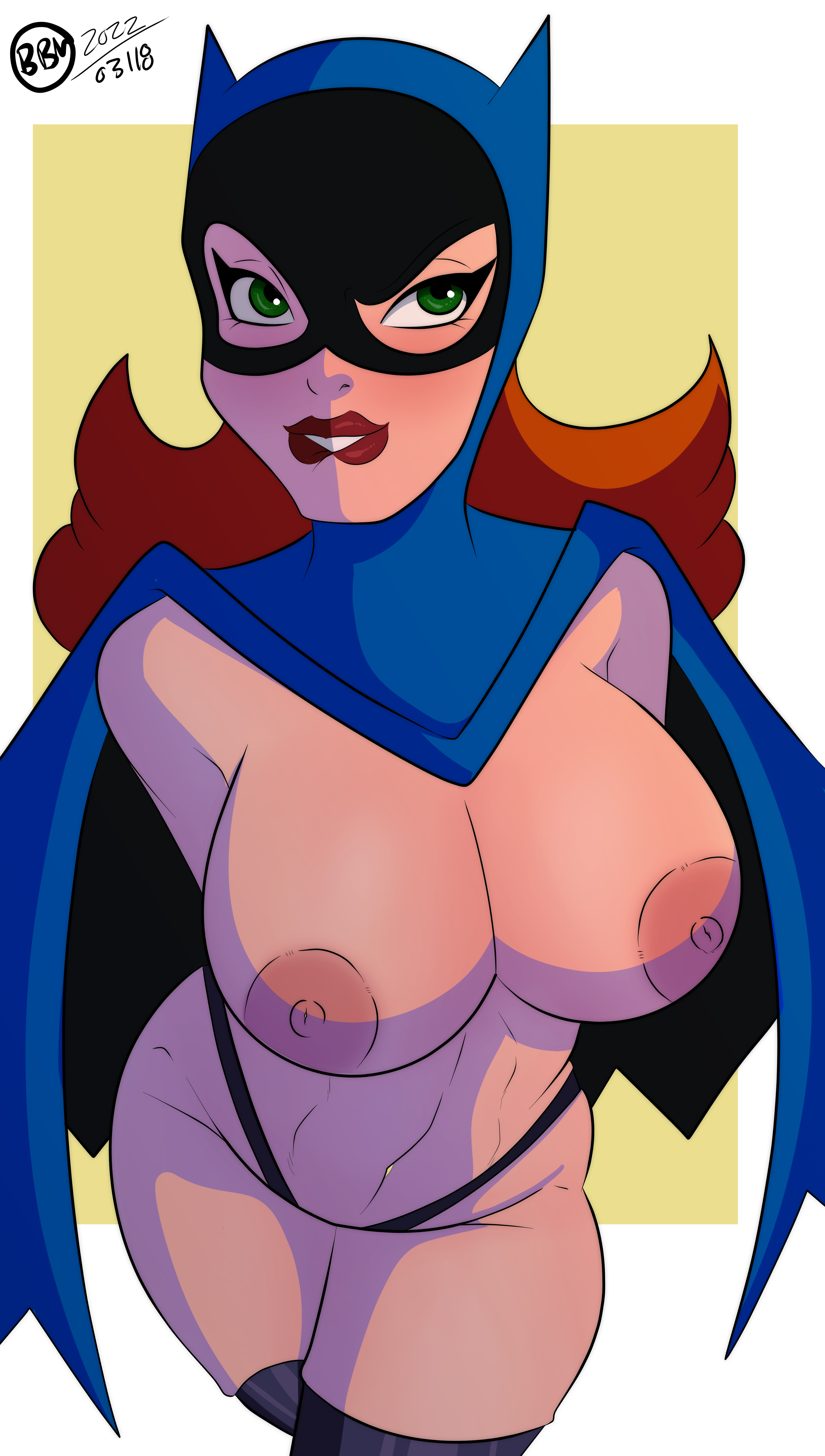 1girls, barbara gordon, batgirl, batman (series), batman: the brave and the bold, big breasts, breasts, bunbunmuffinart, dc, dc comics, dcau, female, female only, green eyes, light skin, light-skinned female, nipples, orange hair