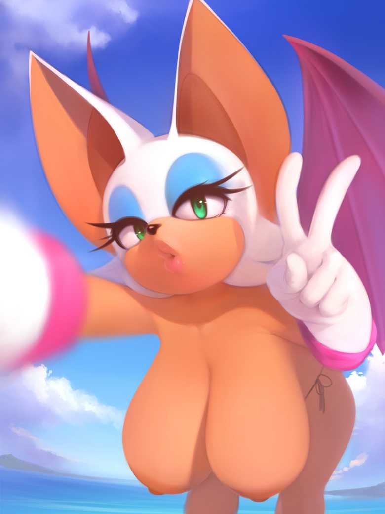 female_focus female_only furry mystical plantpenetrator rouge_the_bat selfie sonic_(series)