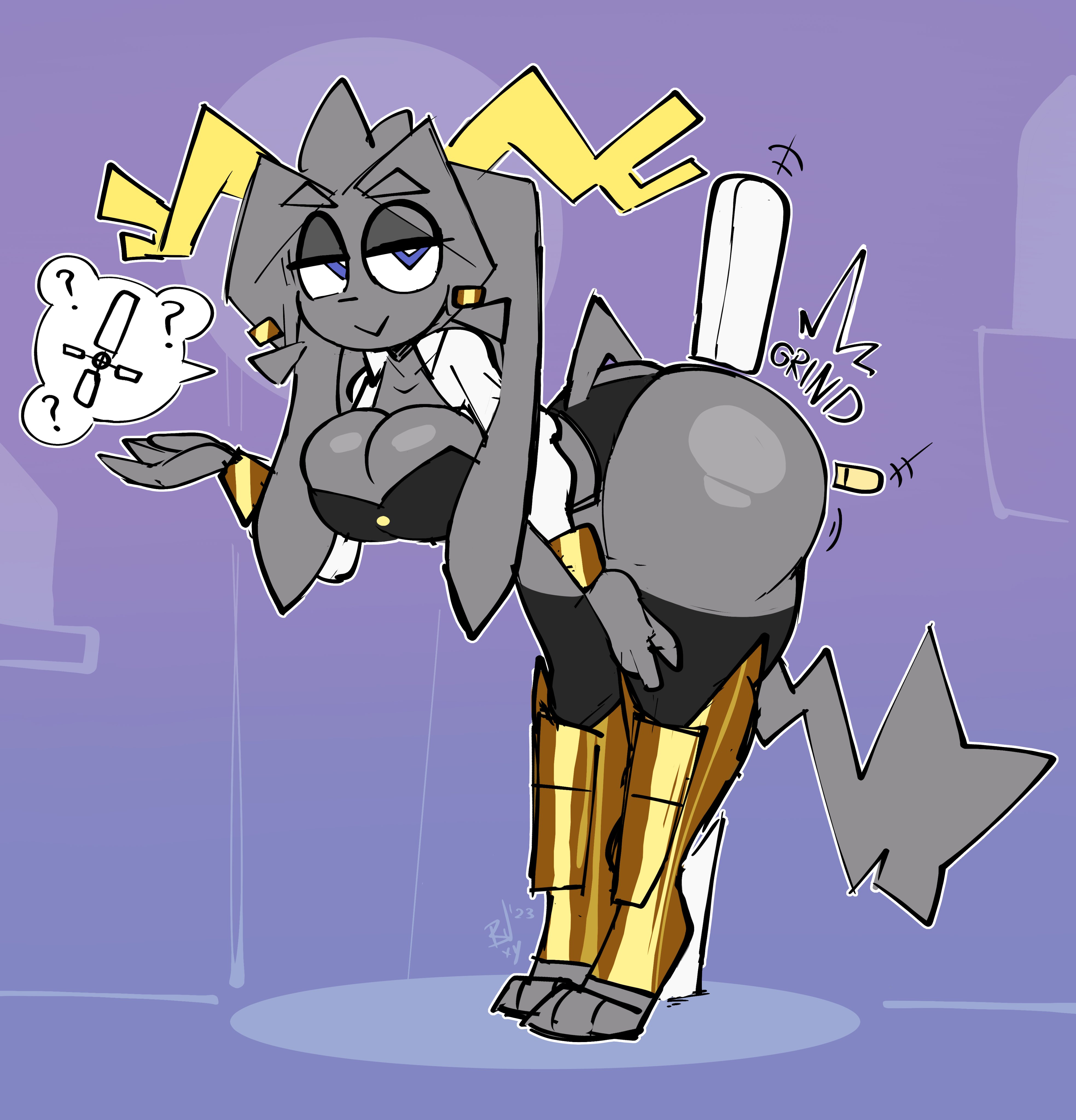 1girls, 2023, anthro, ass, bent over, big ass, black panties, blue eyes, boots, breasts, buxy xyz, caprine, cleavage, female, furry, grey fur, grinding, horns, looking at viewer, masturbation, panties, pseudoregalia, speech bubble, standing, standing masturbation, sybil (pseudoregalia), tagme, thick thighs, thigh boots, thighhighs, thighs, watermark, weapon