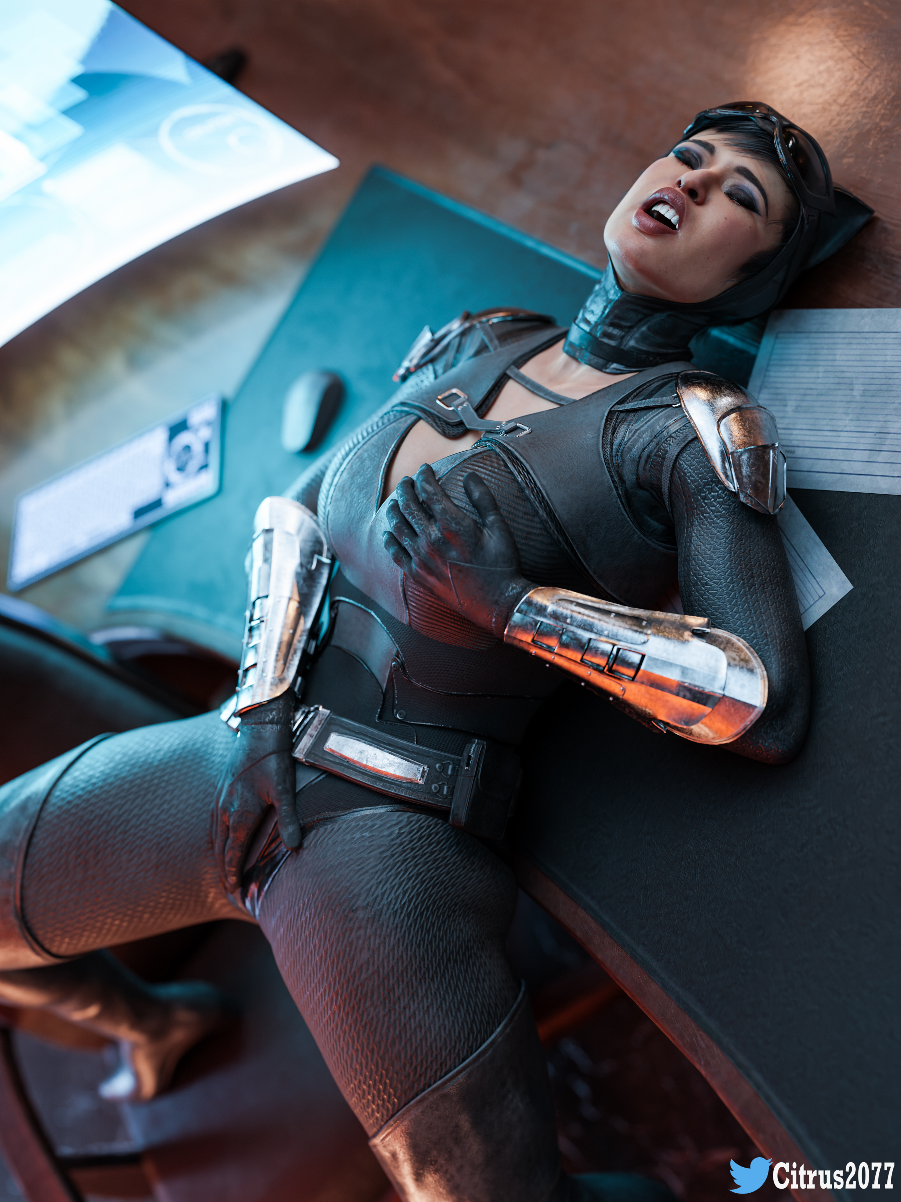 1girls, 3d, 3d (artwork), ass, batman (series), big ass, big breasts, big butt, blender, blender (software), breast grab, breast squeeze, breasts, catsuit, catwoman, catwoman (injustice), citrus2077, closed eyes, dc, dc comics, female, female only, injustice 2, masturbation, open mouth, pinup, selina kyle, solo, spread legs, suit, tight clothes, tight clothing, tights, touching, touching breast, touching self, voluptuous, wayne tower, white body, white skin, wide hips