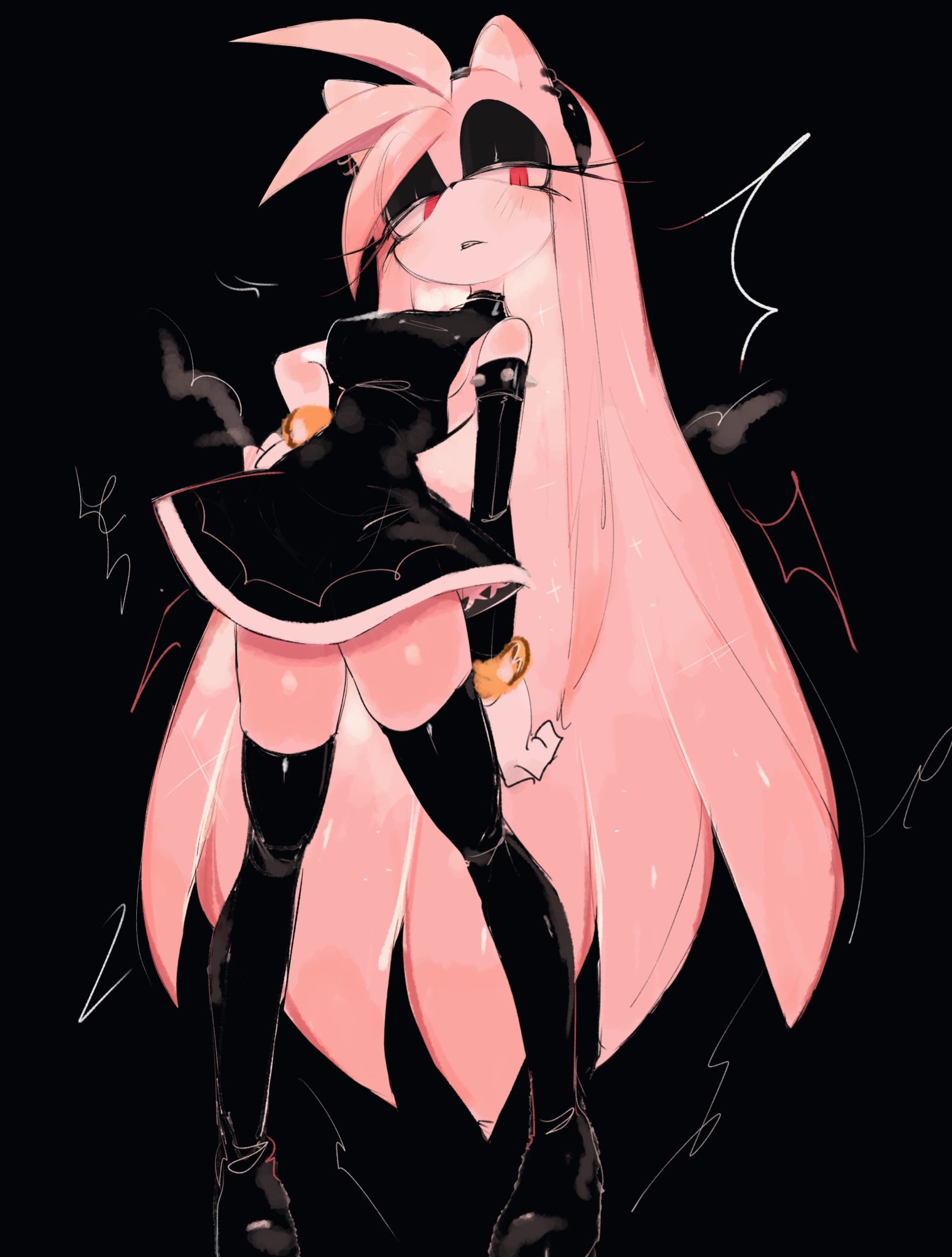 amy blackrose, amy rose, black dress, female, goth, goth amy, goth girl, long hair, looking at viewer, pink hair, red eyes, sega, sonic (series), usa37107692