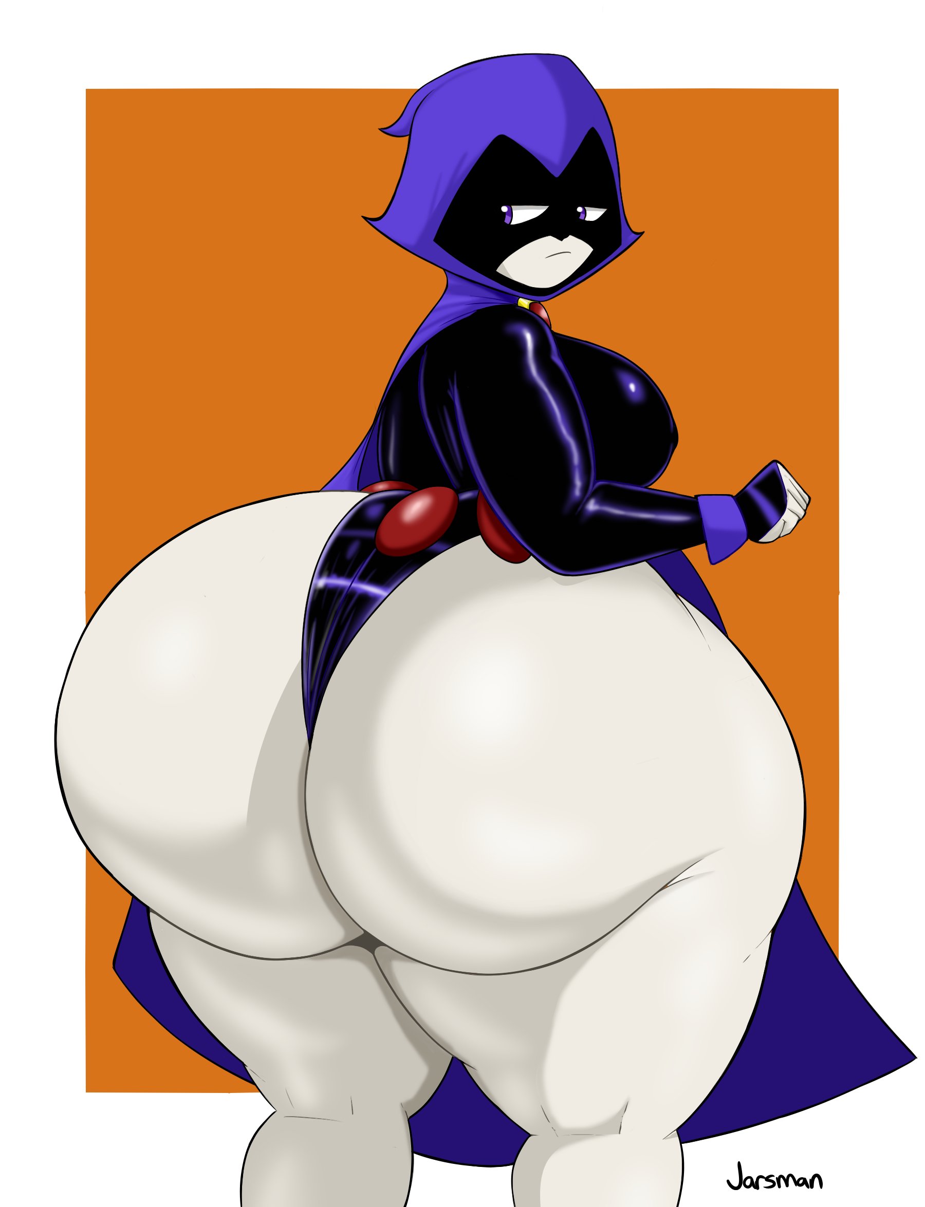 1girls, ass, ass focus, big ass, big breasts, breasts, bubble ass, bubble butt, cartoon network, dc, dc comics, female, huge ass, jarsman (artist), leotard, massive ass, partially clothed, plump, plump ass, purple eyes, purple hair, rachel roth, raven (dc), shiny clothes, short hair, standing, straight hair, teen titans, teen titans go, thick thighs, voluptuous