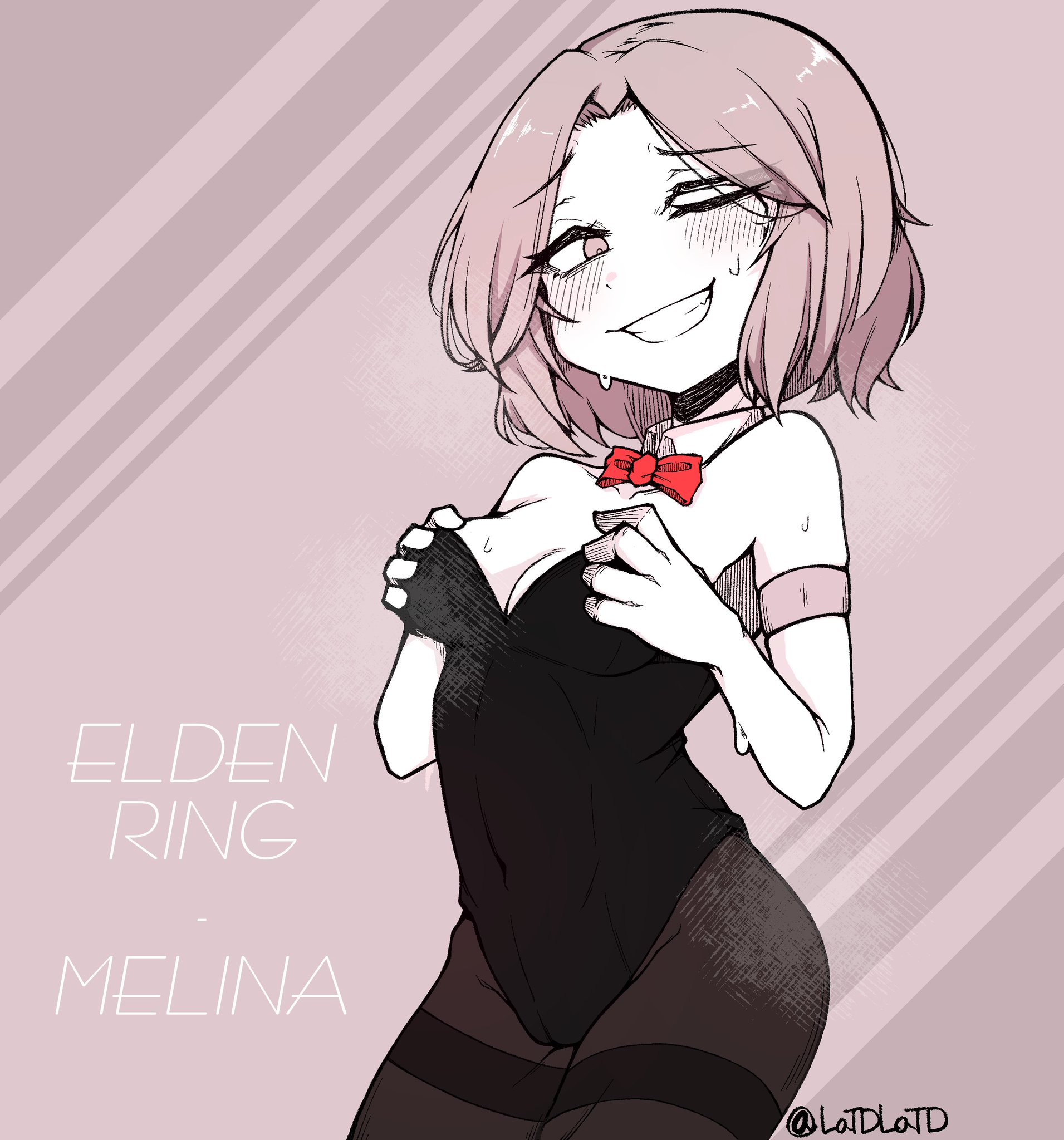 bunnysuit, elden ring, female, fromsoftware, melina (elden ring), nervous smile, tagme