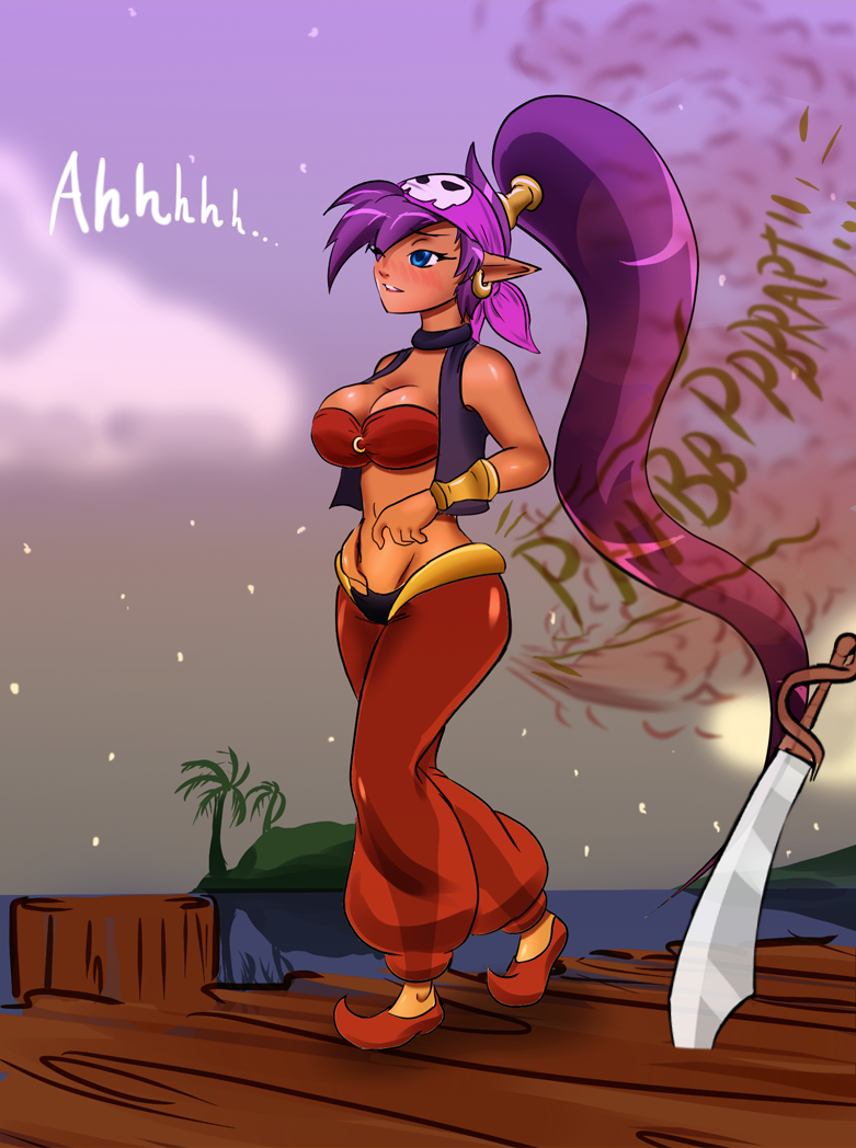 1girls brap breasts dark-skinned_female dark_skin fart fart_cloud fart_fetish farting female female_only island leshawk leshawk_(artist) pointy_ears purple_hair relief scimitar shantae shantae_(character) shantae_and_the_pirate's_curse solo straight_hair sunset walking