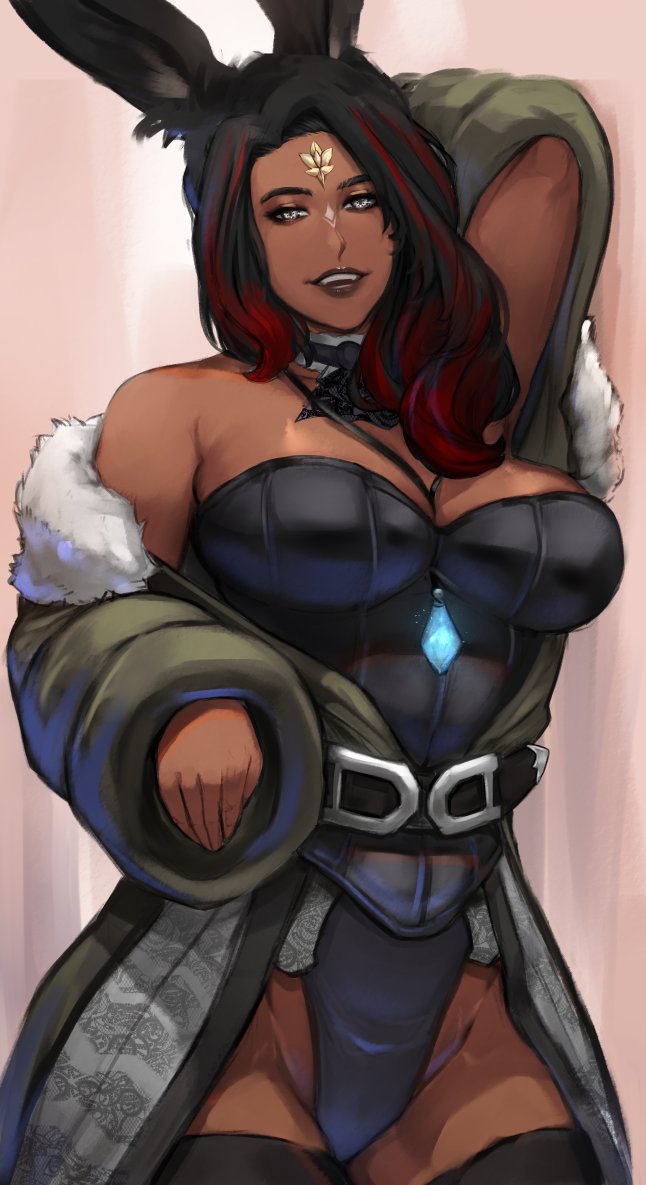 brown skin, bunny ears, bunny girl, female, final fantasy, final fantasy xiv, ttmizu1, viera