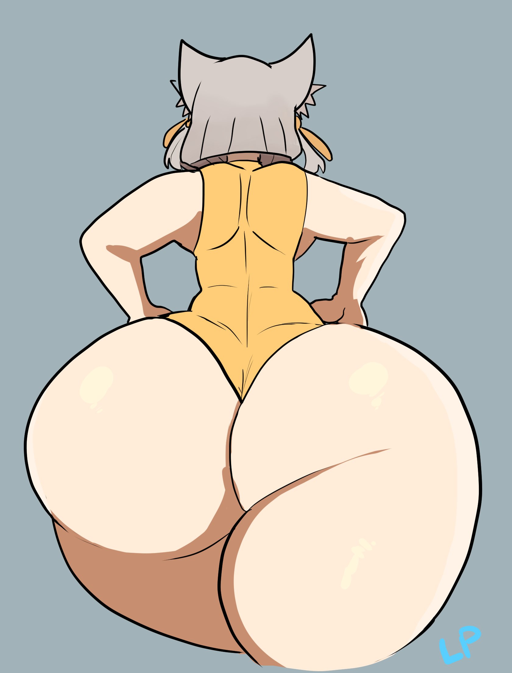 1girls, ass, ass focus, bare ass, bare legs, behind view, big ass, big butt, bottom heavy, bubble ass, bubble butt, cat ears, fat ass, female, female focus, female only, giant ass, grey hair, huge ass, huge butt, huge thighs, hyper, hyper ass, hyper butt, lemonadepikachu, massive ass, nia, nia (xenoblade), nintendo, round ass, solo, thick ass, thick thighs, walking, wide hips, xenoblade (series), xenoblade chronicles 2
