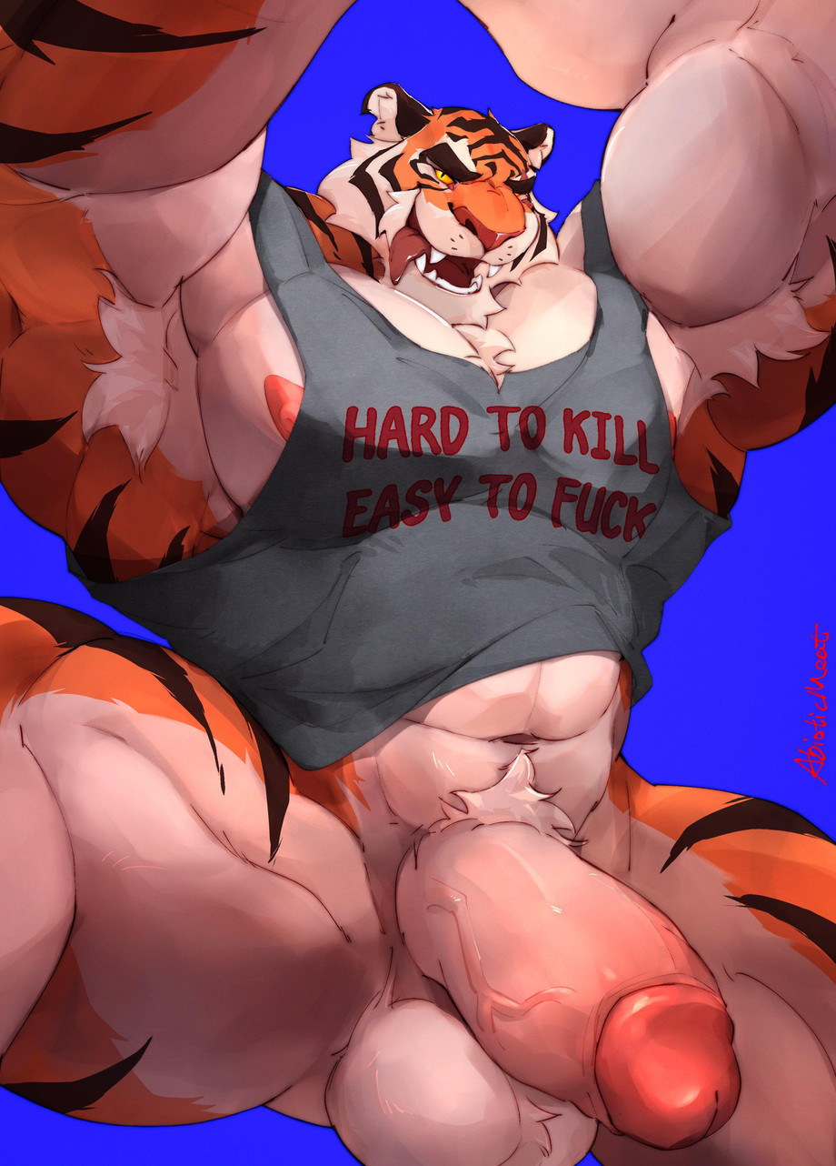 1boy abioticmeat abs anthro artist_name artist_signature balls big_balls big_muscles big_penis blue_background fortnite fortnite:_battle_royale fur furry gay genitals hunk male male_focus male_only nipple nipples oscar_(fortnite) pecs pectorals plain_background pubic_hair simple_background solo solo_anthro solo_focus solo_male striped striped_body striped_fur stripes tagme tank_top testicles tiger tongue tongue_out vein veins veins_on_dick yellow_eyes