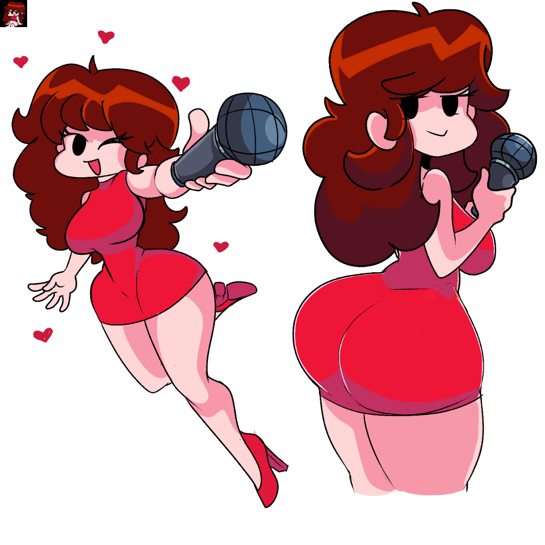 ass, big ass, big butt, breasts, cheeks, curvy body, curvy female, curvy figure, curvy hips, dress, female, friday night funkin, friday night funkin mod, giant ass, giant breasts, girlfriend, girlfriend (friday night funkin), holding microphone, huge breasts, huge hips, microphone, red dress, revealing breasts, round ass, round butt, saltynoodles, showing, showing ass, skin, stench, thick ass, thick thighs, tight clothing, tiny waist, wide thighs