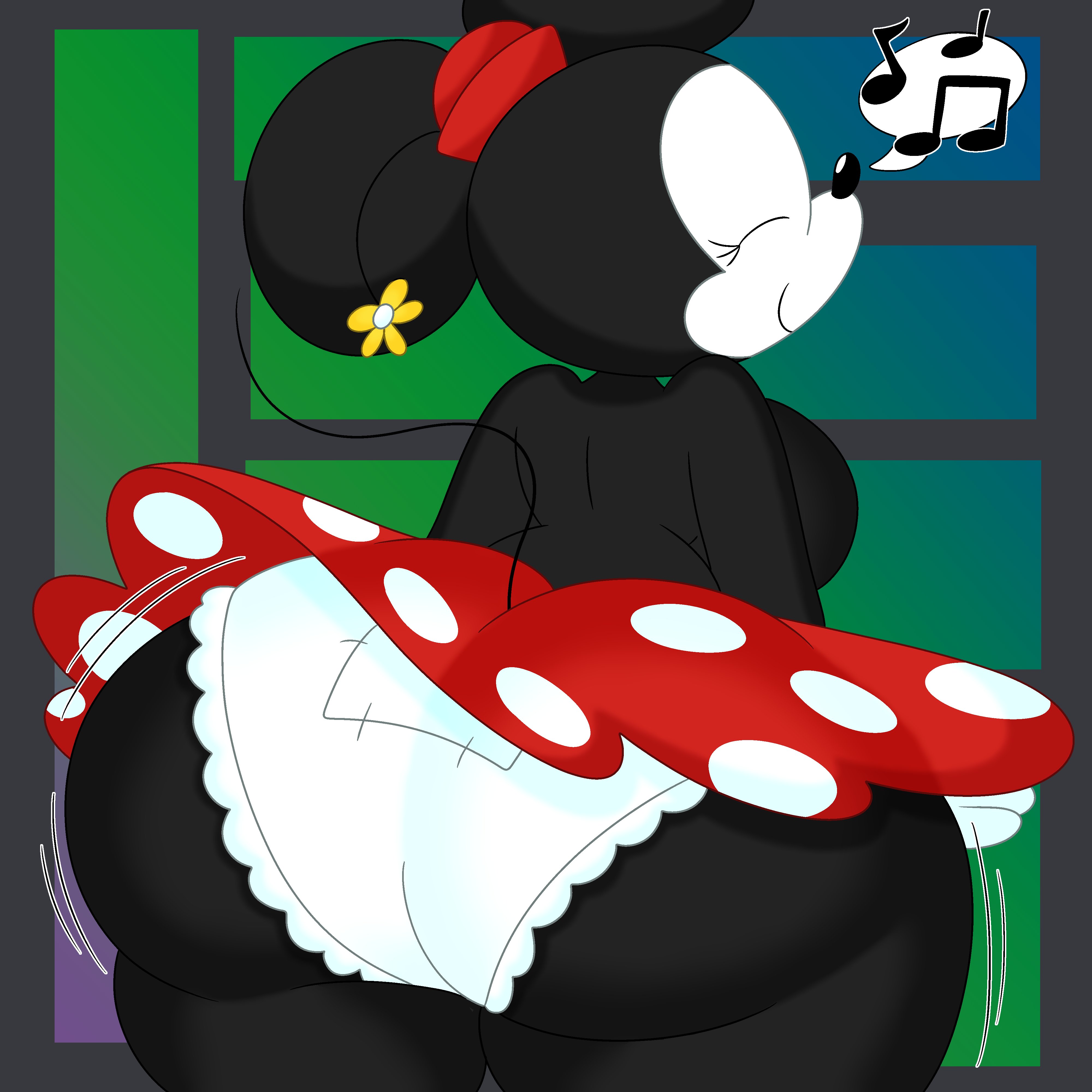 3barts, alternate body type, alternate breast size, anthro, ass, big ass, big breasts, breasts, disney, female, minnie mouse, thick thighs, upskirt