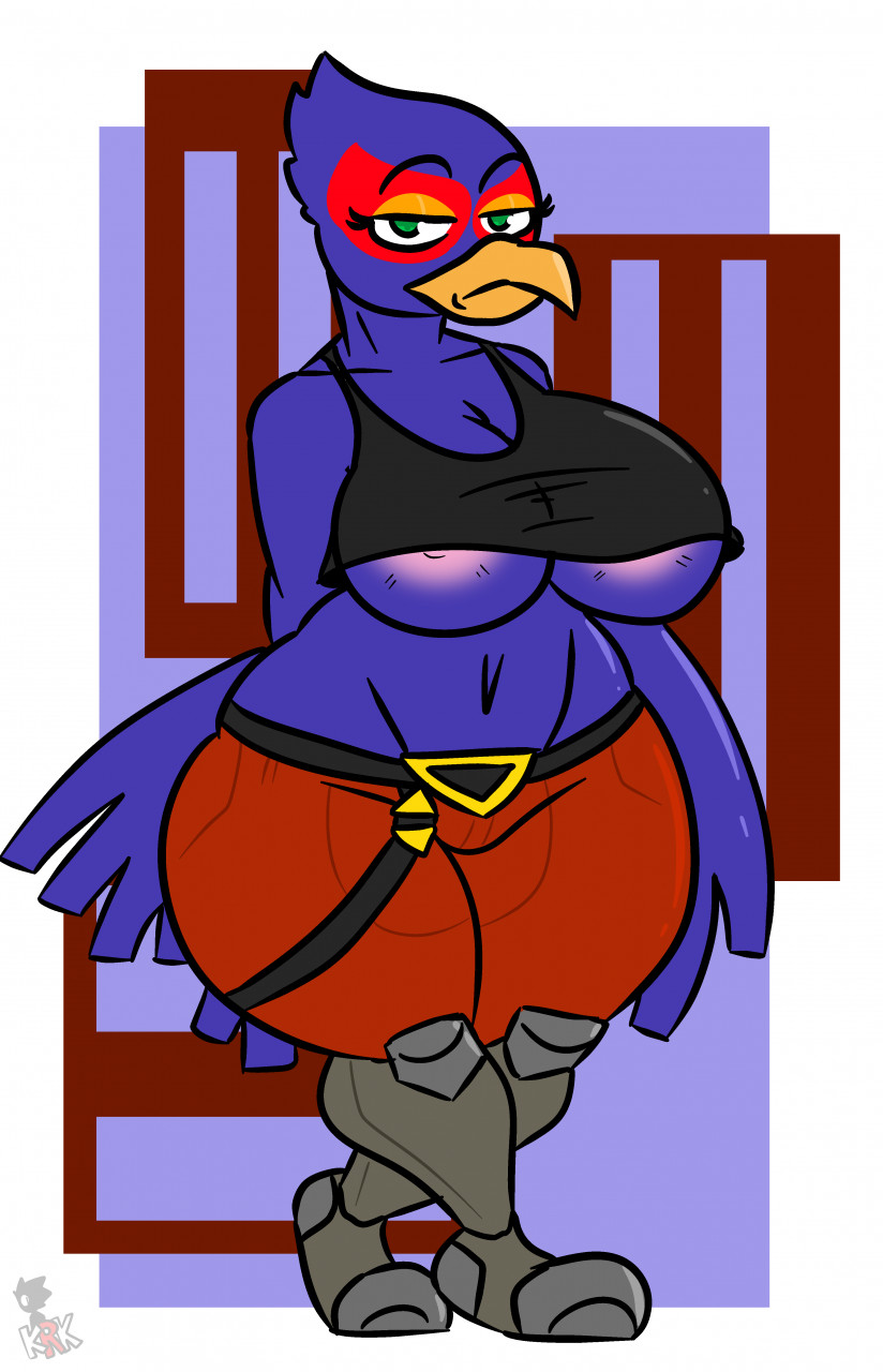 2021 anthro areola areola_slip avian beak belt big_breasts bird boots breasts clothed clothing curvy_figure falco_lombardi feathers female footwear hi_res kingretrokirby nintendo nipples non-mammal_breasts rule_63 small_clothing solo star_fox tagme thick_thighs under_boob unimpressed v-cut video_games voluptuous wide_hips