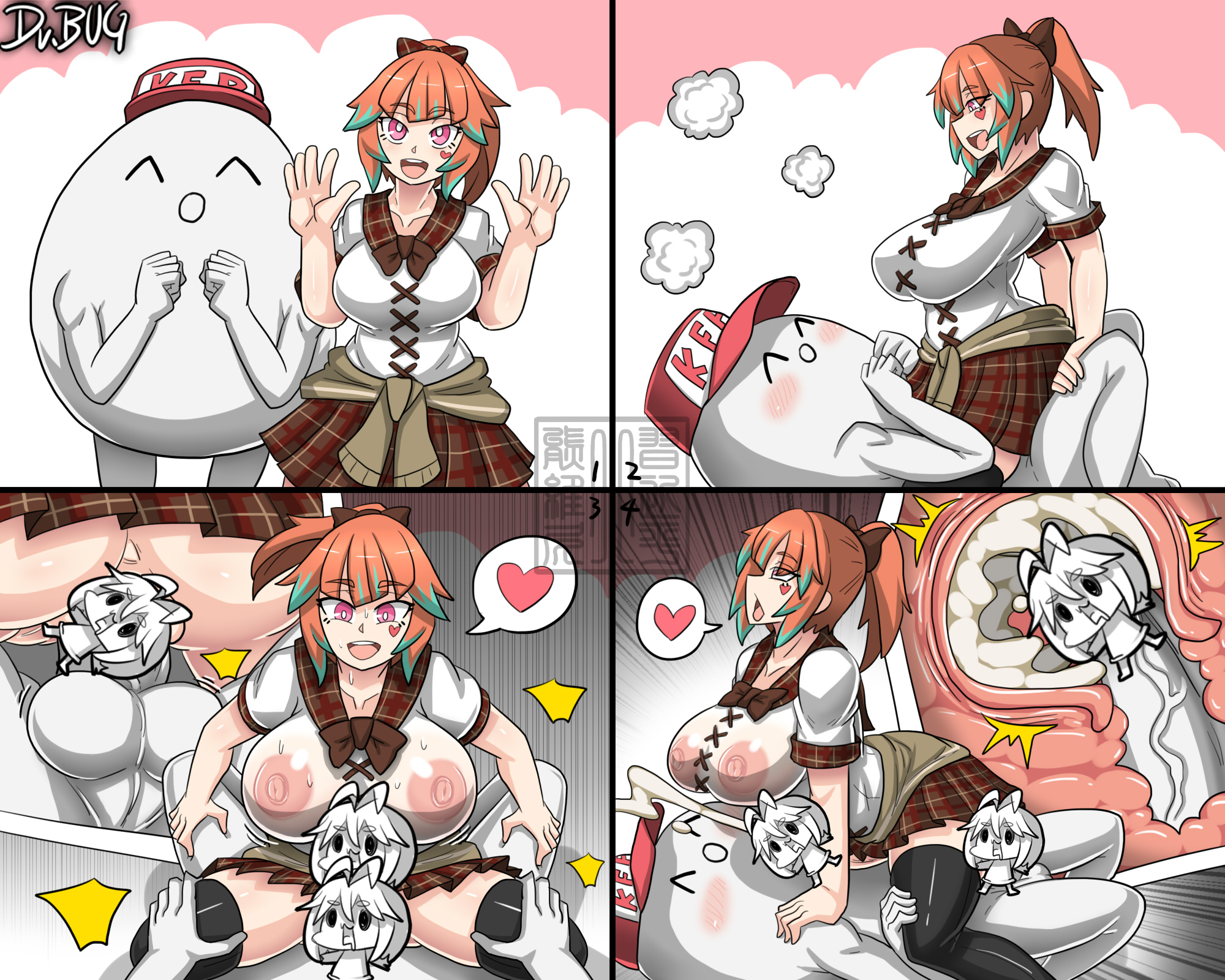 1boy, 1futa, blush, breasts, clothed sex, cowgirl position, cum, cum in pussy, cum inside, cum while penetrated, disguise, dr.bug, egg, ejaculation, erection, female, female on top, futa sans balls, futanari, gawr gura, gradient hair, hands-free, handsfree ejaculation, herm, hermaphrodite, hololive, hololive english, huge breasts, human, humanoid penis, intersex, large areolae, large breasts, light skin, light-skinned futa, male, male on futa, multi genitalia, nipples, orange hair, orgasm, penis, ponytail, pussy, school uniform, schoolgirl, sex, sweatdrop, takanashi kiara, transparent clothing, vaginal penetration, virtual youtuber