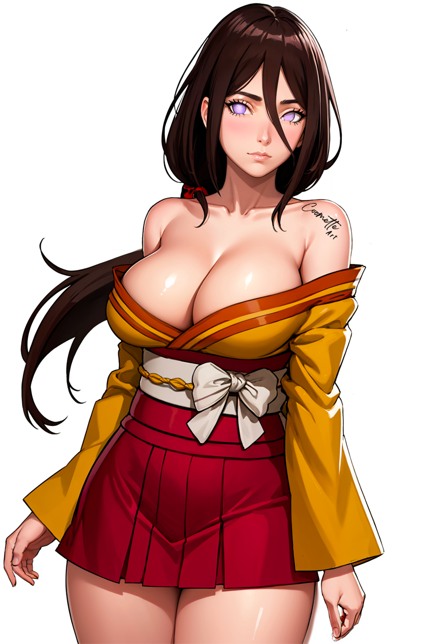 1girls ai_generated arms_at_sides artist_name bare_chest bare_legs bare_shoulders bare_thighs belt big_breasts blush boruto:_naruto_next_generations breasts brown_hair busty clothed_female clothing coomette curvaceous female female_only front_view huge_breasts hyuuga_hanabi kimono legs_together long_hair looking_at_viewer low-tied_long_hair low_ponytail miniskirt nai_diffusion naruto naruto_(series) no_bra no_bra_under_clothes nose_blush obi open_clothes open_kimono oppai pink_lips pinup plain_background pupilless_eyes revealing_clothes ribbon sash simple_background skimpy skimpy_clothes skindentation skirt smooth_skin solo solo_focus stable_diffusion standing text thick_thighs thighs upper_body very_long_hair violet_eyes voluptuous watermark white_background wide_hips wide_sleeves yukata