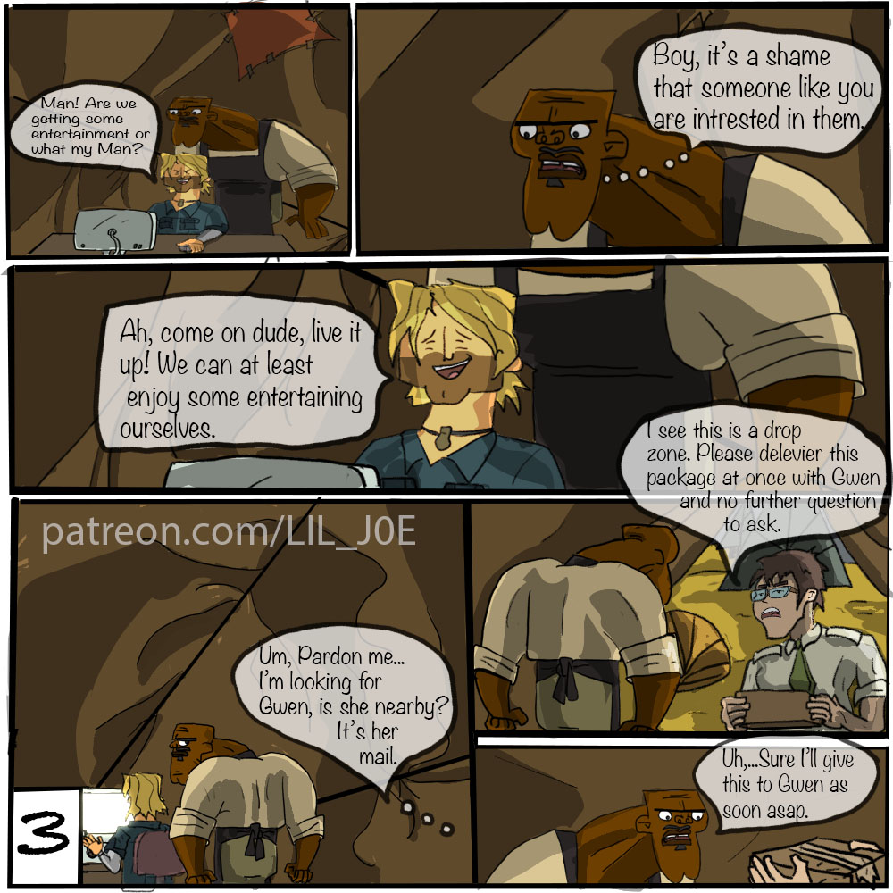 chef_(tdi) chris_(tdi) comic courtney_(tdi) eating_pussy english_text gwen_(tdi) heather_(tdi) hexxus lil_joe monster page_3 page_number patreon_username threesome total_drama_island