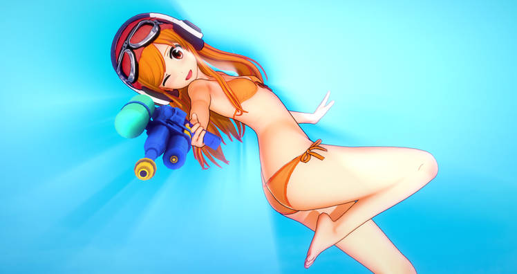 3d 3d_(artwork) bikini female_only glitch_productions hortonryu human_meggy meggy_spletzer posing smg4 solo solo_female solo_focus sunset_paradise sunset_paradise_meggy