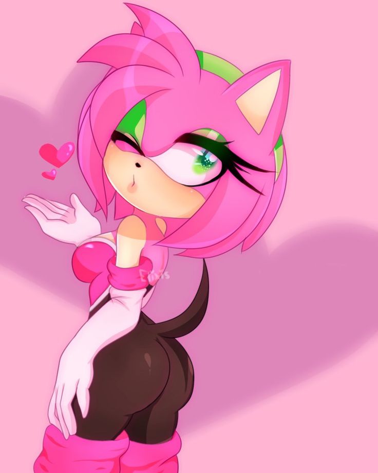 amy_rose bodysuit curvy heart_symbol neckline presenting_ass rouge_the_bat_(cosplay) seductive_look spandex_suit