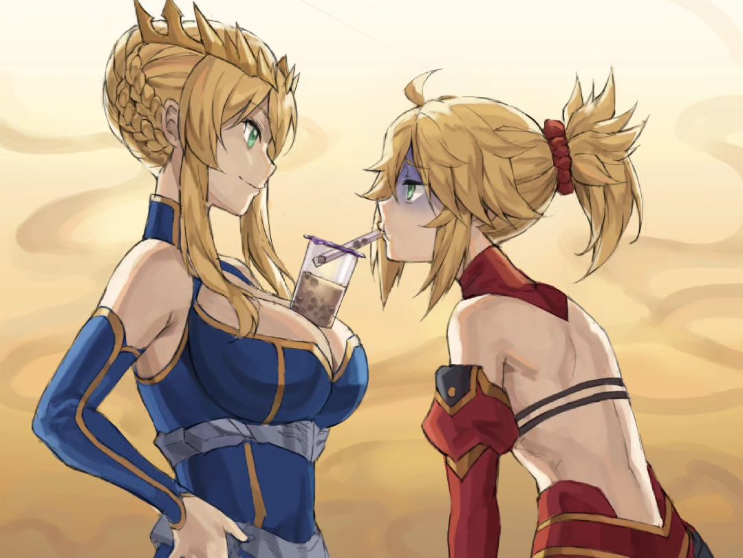 2girls, artoria pendragon, artoria pendragon (lancer), big breasts, breasts, fate (series), fate/grand order, female, female only, incest, mordred (fate), mother and daughter