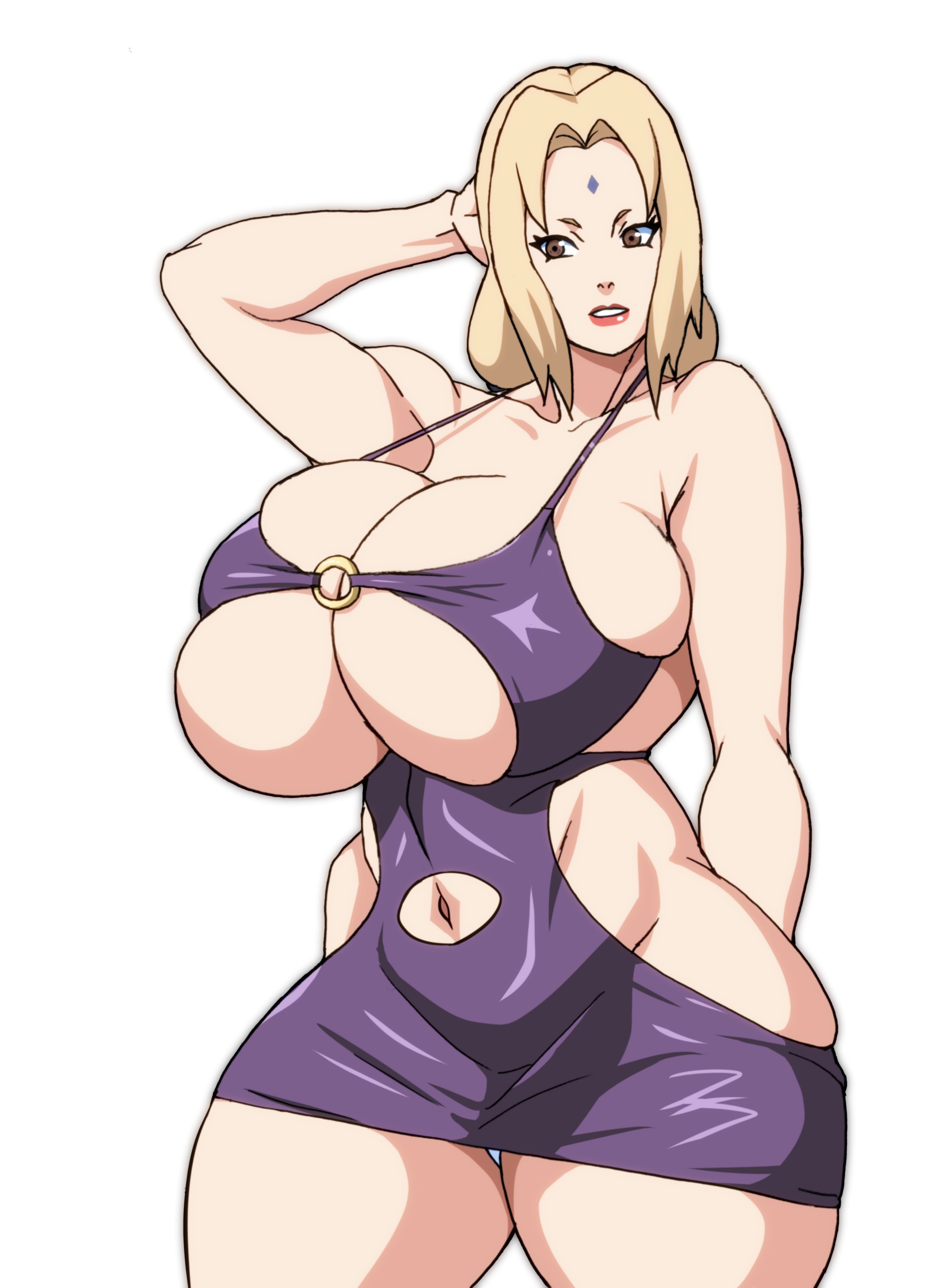 armpits, big breasts, blonde hair, breasts, dress, female, female only, naruho, naruto, naruto (series), naruto shippuden, simple background, tight clothing, tsunade