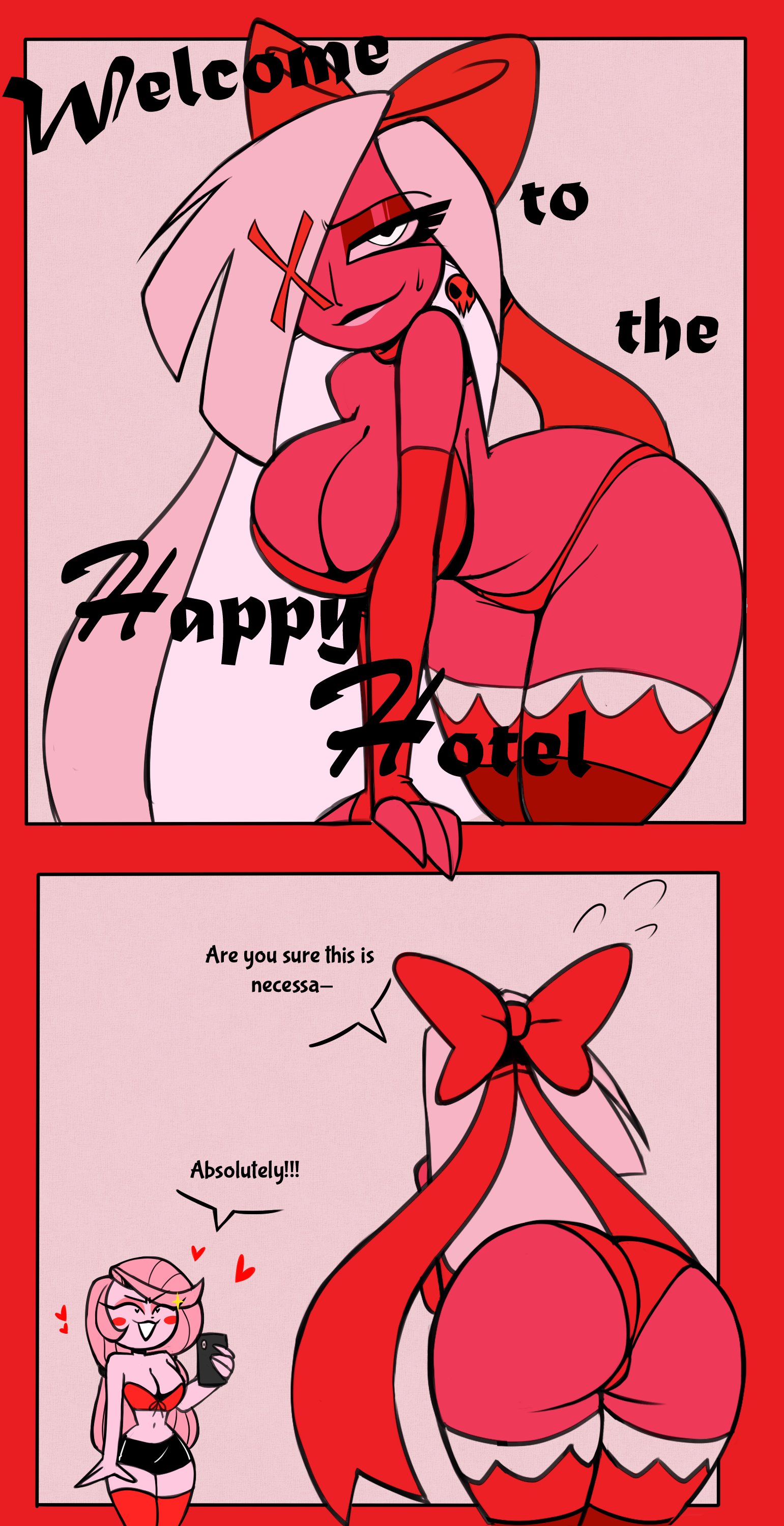 ass, ass focus, big ass, big breasts, big butt, breasts, bubble ass, bubble butt, charlie morningstar (hazbin hotel), fat ass, fat butt, female, female only, hazbin hotel, large ass, large breasts, large butt, nelljoestar, ribbon, thick ass, thick thighs, vaggie (hazbin hotel), vivienne medrano, wide hips, yuri