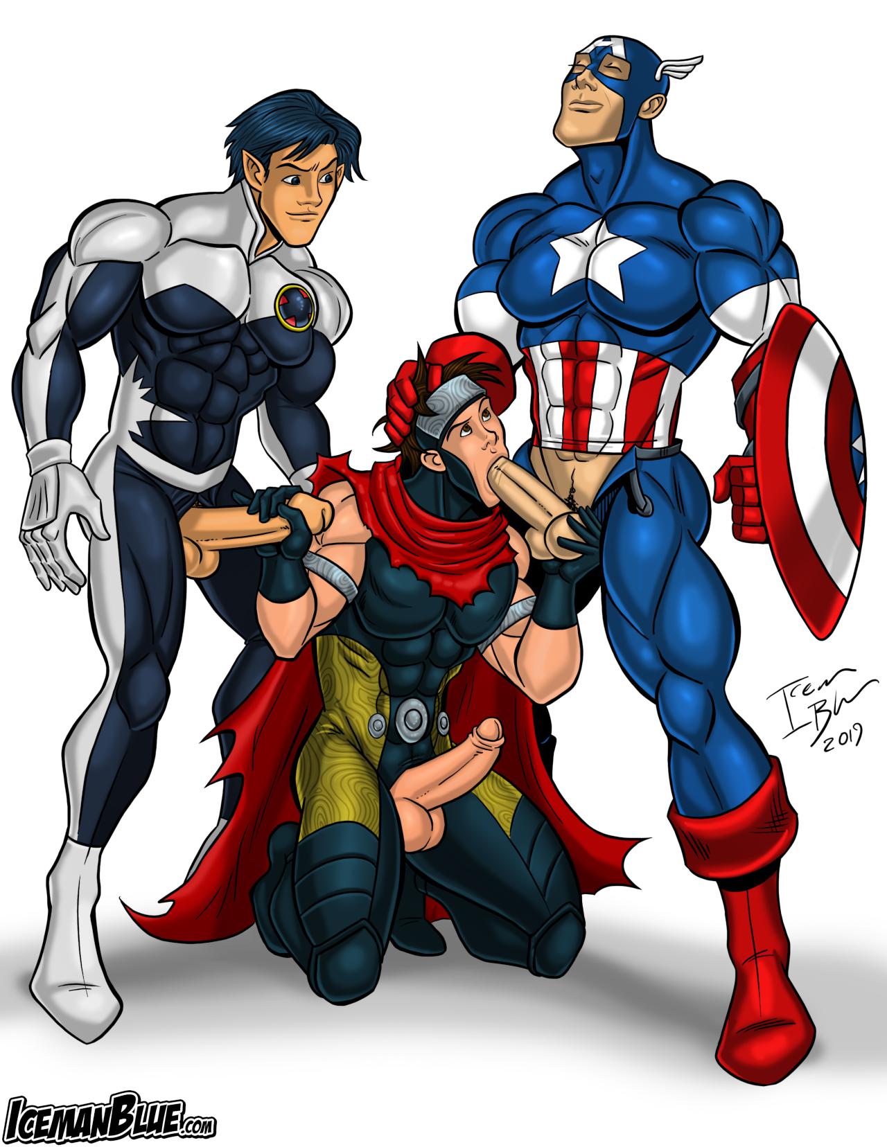 3boys billy_kaplan captain_america gay icemanblue male male_only marvel mmm_threesome northstar steve_rogers threesome wiccan yaoi