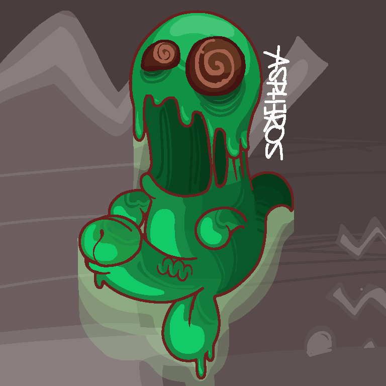 geometry_dash geometry_dash_(change_of_scene) ghost goo_(disambiguation) goo_creature green_body non-human presenting presenting_penis simple_background spiral_eyes sweatdrop toony