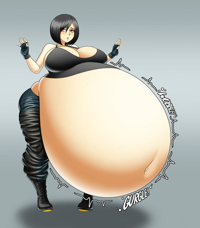 belly belly_expansion big_belly big_breasts black_hair hibana_(rainbow_six) huge_belly huge_breasts hyper_belly molotco non_fatal_vore rainbow_six rainbow_six_siege ready_to_pop vore