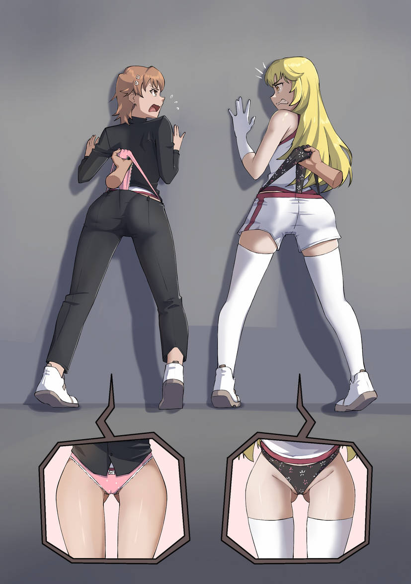 2girls black_panties black_underwear blonde_female blonde_hair blonde_hair_female bow_panties brown_eyes camel_toe cameltoe disembodied_hand disembodied_hands female misaka_mikoto multiple_girls panties pink_panties pink_underwear print_panties print_underwear shoes shokuhou_misaki short_hair socks socks_and_shoes suwokosaiyan thigh_socks thighhighs to_aru_kagaku_no_railgun to_aru_majutsu_no_index underwear wedgie wedgie_fetish wedgie_girl wedgiebully wedgiegirl wedgienerd wedgies white_socks yellow_eyes yellow_hair