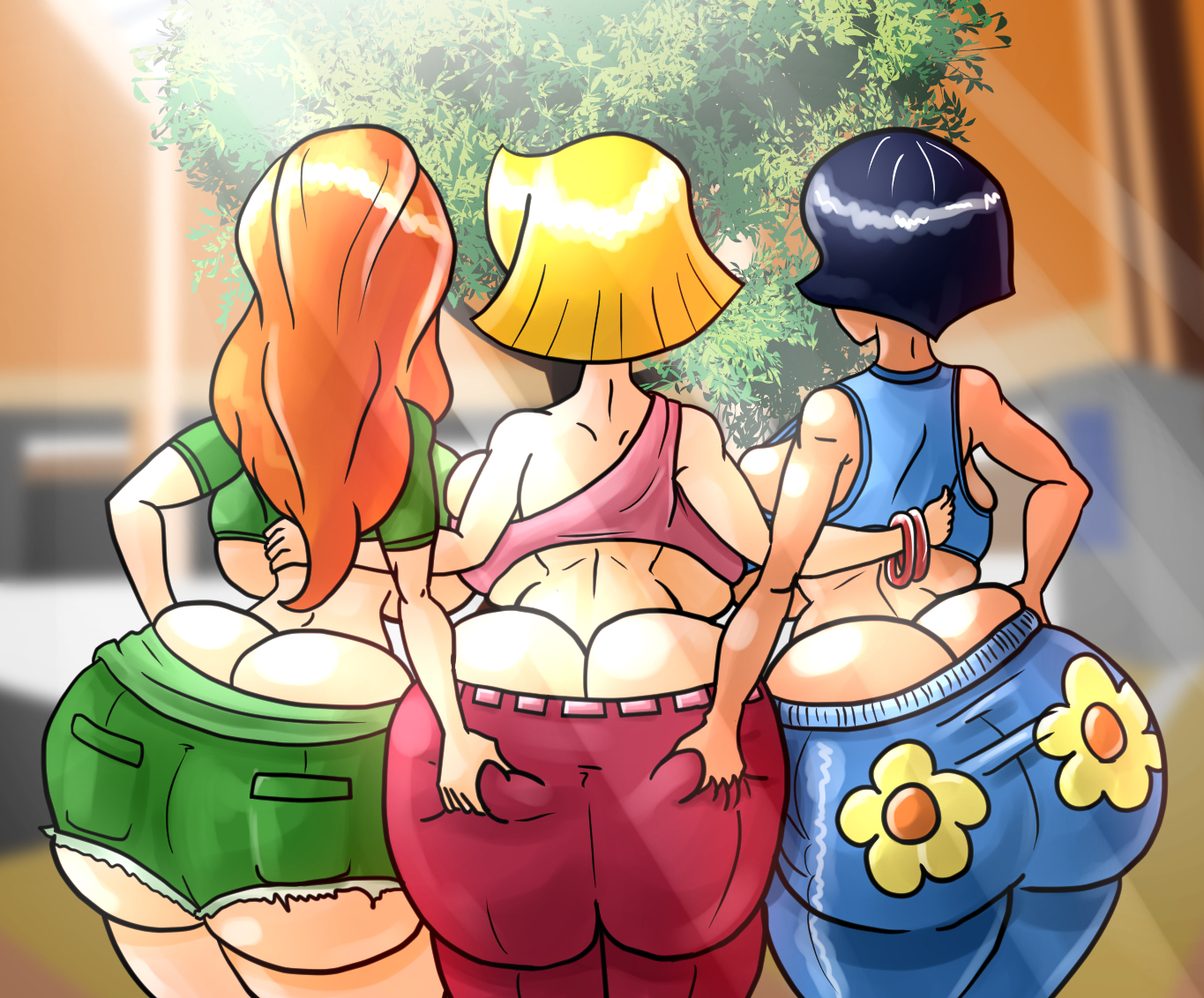 3girls, alex (totally spies), ass, ass cleavage, ass crack, ass focus, ass grab, ass to ass, big ass, big breasts, big butt, black hair, blonde hair, breasts, bubble ass, bubble butt, butt crack, cartoon network, clover (totally spies), fat ass, fat butt, female, female only, golseum, huge ass, huge breasts, huge butt, large ass, large breasts, large butt, light skin, light-skinned female, long hair, multiple females, multiple girls, orange hair, sam (totally spies), short hair, tagme, thick ass, thick thighs, totally spies, wide hips