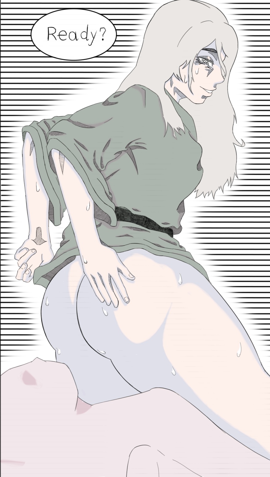 ass, ass focus, ass grab, big ass, big butt, clothed sex, face in ass, facesitting, female, femdom, huge ass, huge butt, imminent oral, jujutsu kaisen, large ass, tengen (jujutsu kaisen), tsuman (artist), white background, white hair