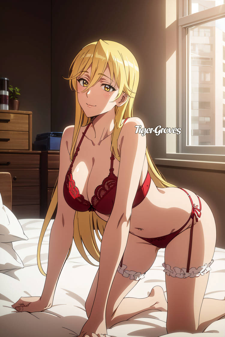 ai_generated big_breasts blonde blonde_female blonde_hair blonde_hair_female bra highschool_of_the_dead huge_breasts large_breasts lingerie panties red_bra red_lingerie red_panties red_underwear shizuka_marikawa tiger-groves underwear yellow_eyes