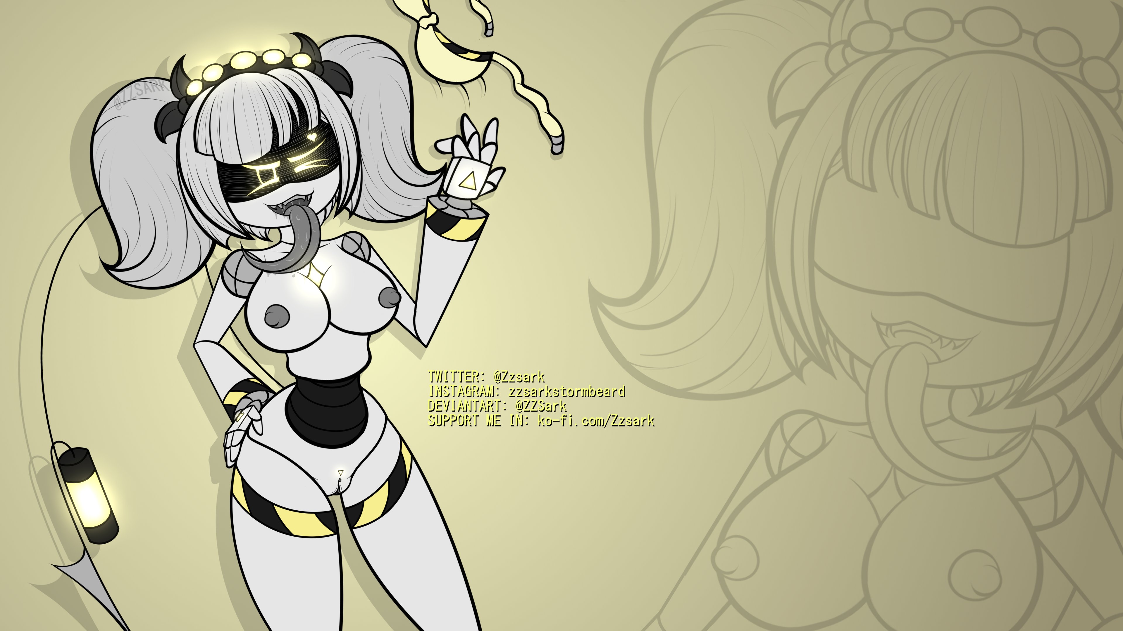 1girls, big breasts, breasts, female, female only, glitch productions, j (murder drones), murder drones, nipples, robot, robot humanoid, zzsark, zzsark nsfw