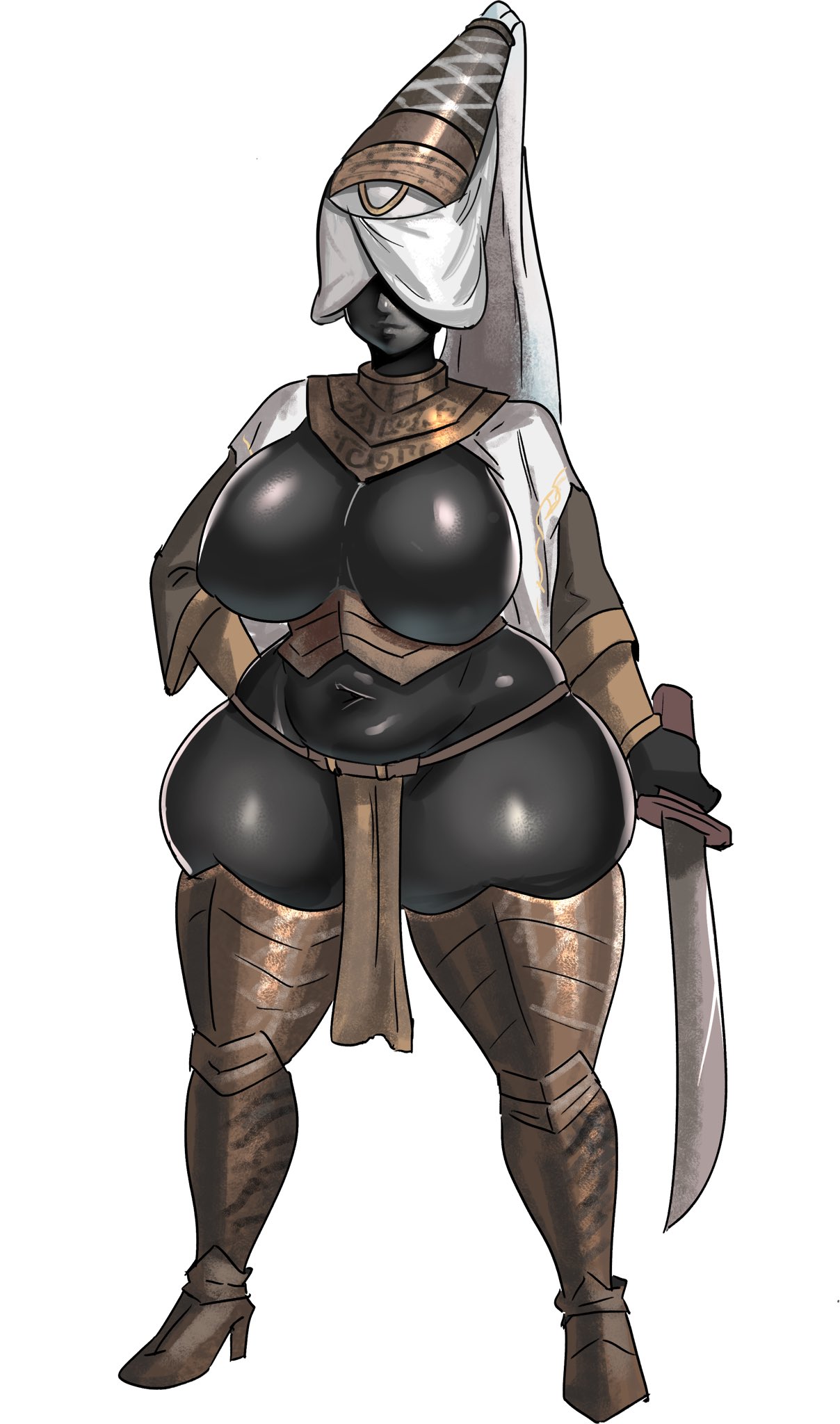 1girls breasts elden_ring female female_only fromsoftware huge_breasts humanoid loincloth nox_swordstress skindentation skintight slightly_chubby solo swordstress thick_thighs voluptuous wide_hips ytrall