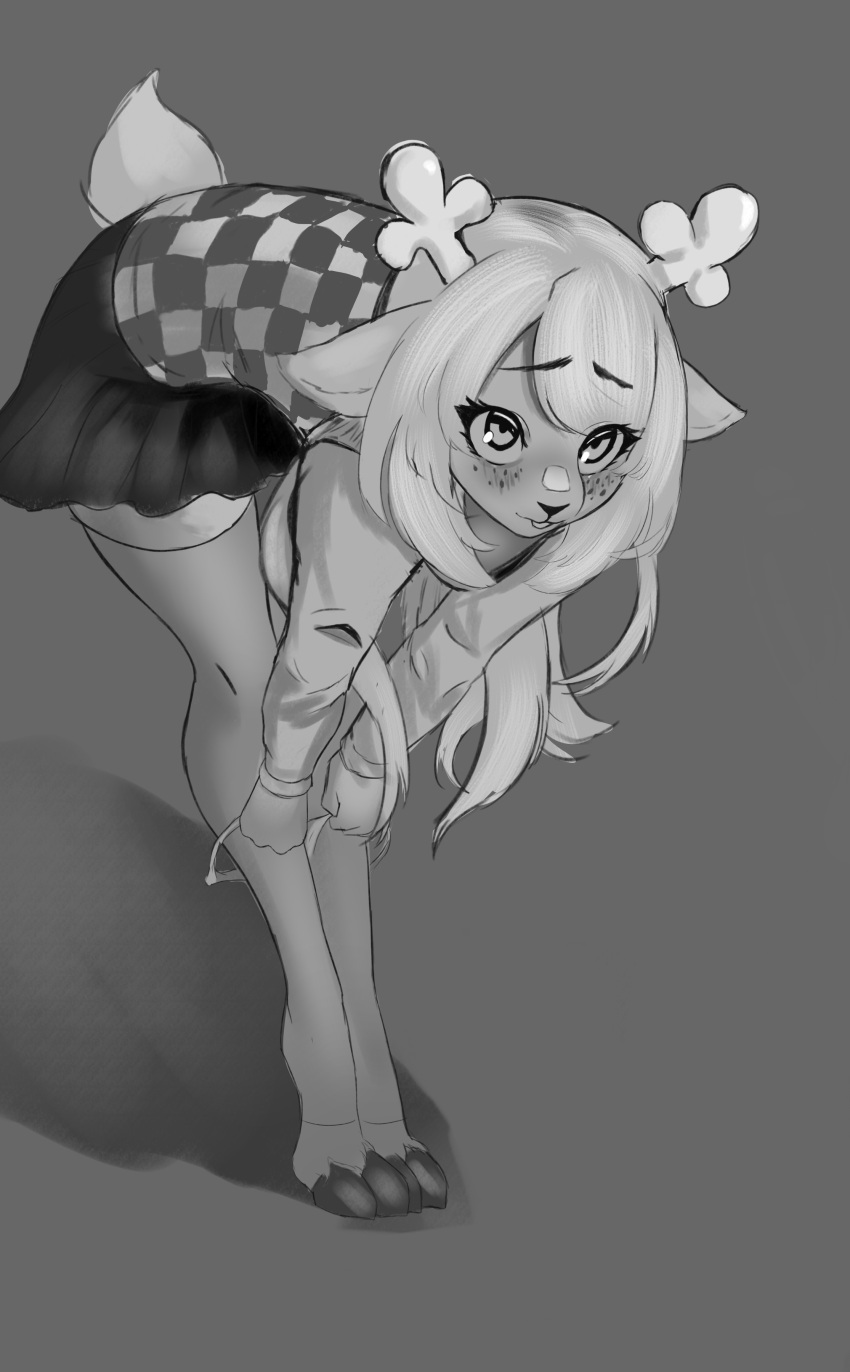 1girls 2d anthro antlers bent_over bent_over_with_legs_held bottomwear buckteeth capreoline cervid clothed clothing cyberkaps deltarune deltarune_undertale_(series) duo ears_down feet female female_focus female_only freckles front_view furry games greyscale hair hooves horn human humanoid image imminent_sex legwear long_hair looking_at_another looking_at_partner looking_up mammal monochrome noelle_holiday panties panties_around_legs panties_down partially_clothed pivoted_ears reindeer shirt simple_background skirt solo solo_focus stockings straight teeth thigh_highs topwear undertale_(series) underwear underwear_down undressing unguligrade