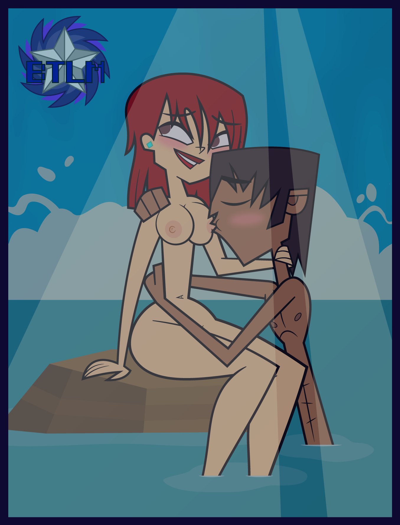 1boy 1girls accurate_art_style blush bryant-tdfan canon_couple cartoon cartoon_network female hand_on_neck hand_on_shoulder male mike_(tdi) naked_female naked_male red_hair red_lipstick straight_couple sucking_nipples total_drama:_revenge_of_the_island total_drama_(series) total_drama_island wet_hair zoey_(tdi)