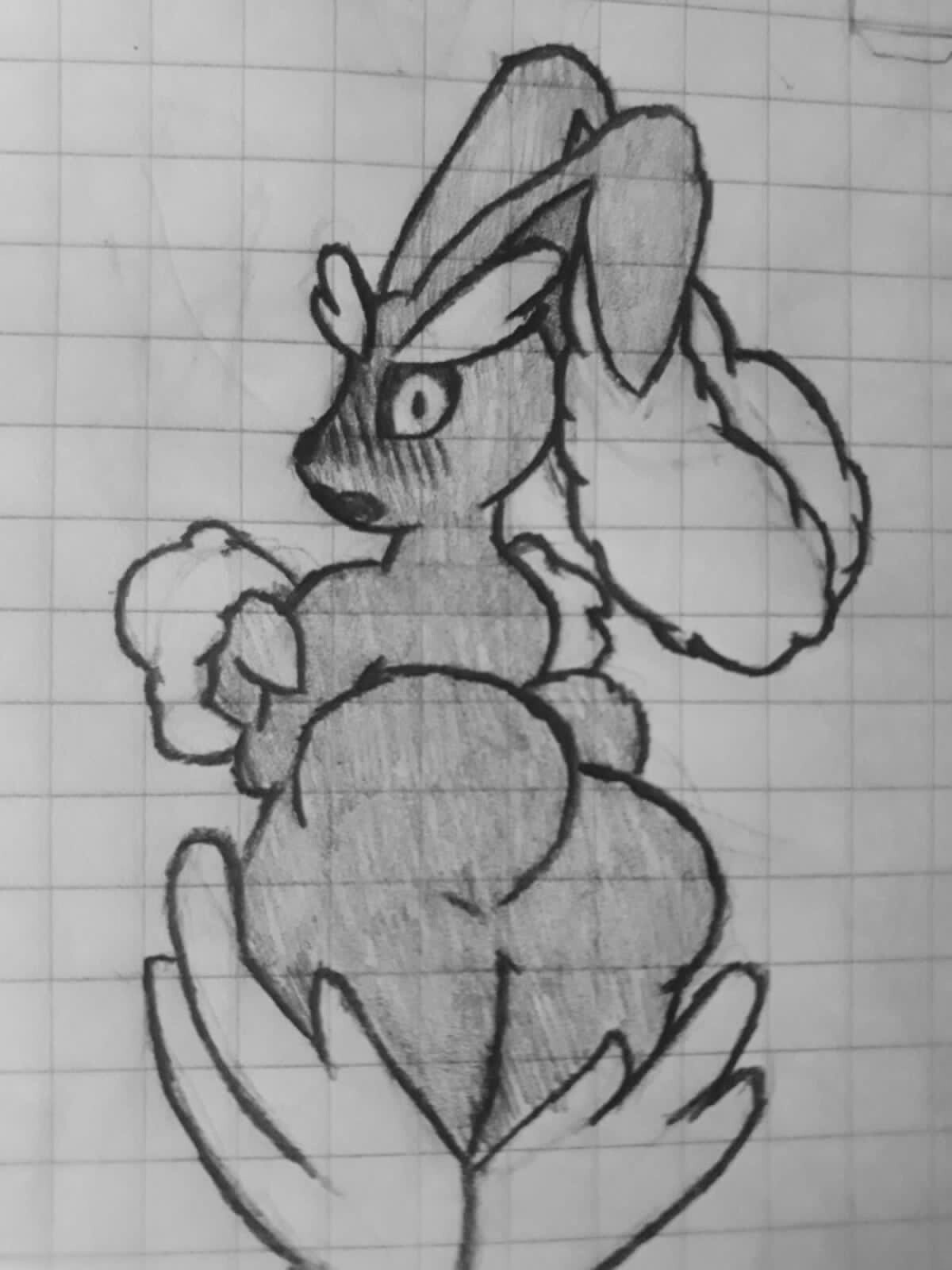 ass ass_focus blush breasts ear eyes female female_only furry furry_only hellenqueenx long_ears lopunny open_eyes open_mouth pencil_(artwork) pokémon_(species) pokemon pokemon_(species) suprised tail thighs traditional_media_(artwork)