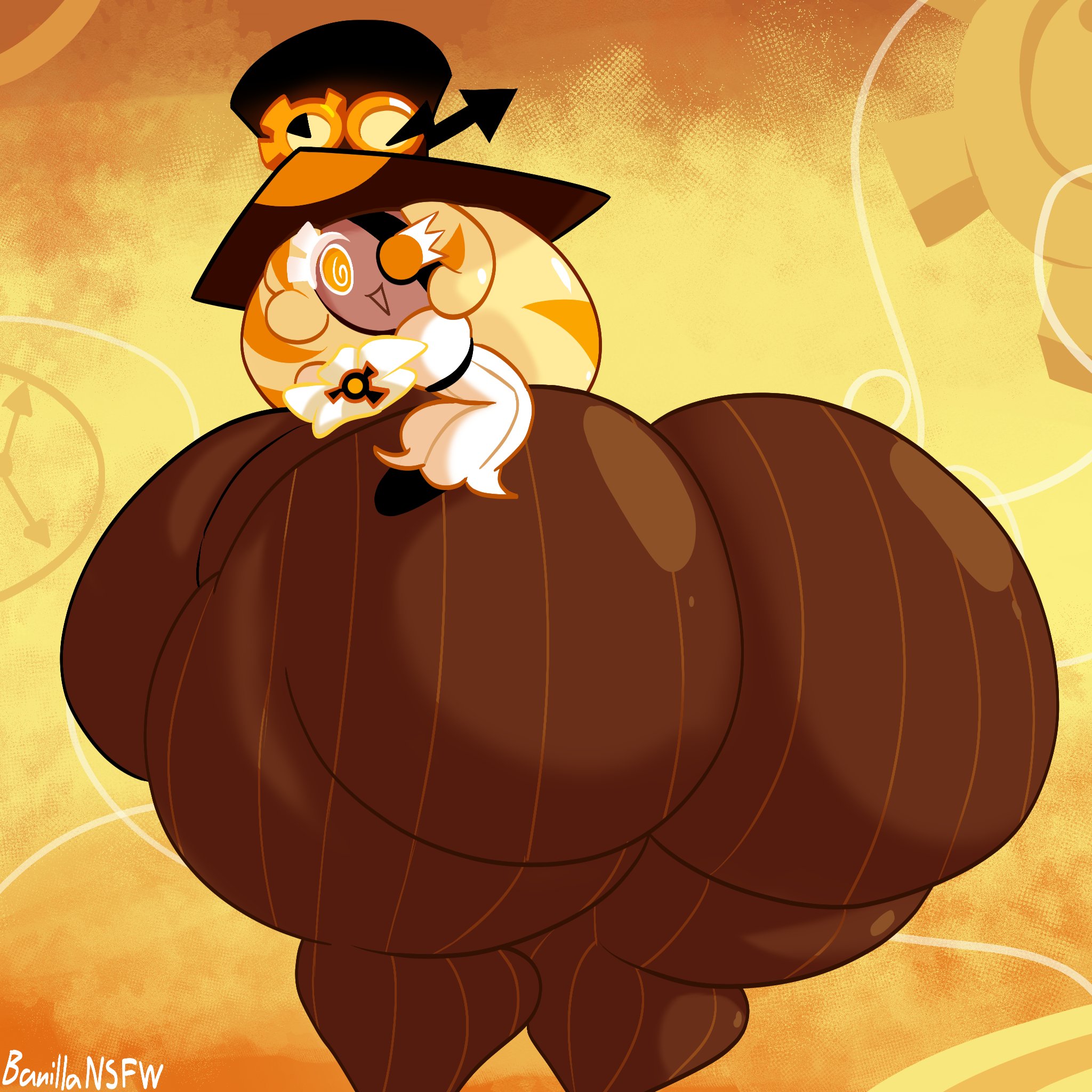 @ @, ass, ass focus, banillansfw, big ass, cookie run, female, huge ass, hyper ass, swirly eyes, tagme, timekeeper cookie, top hat, yellow hair