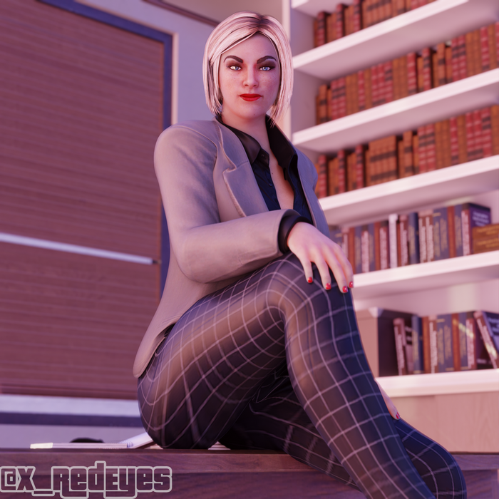 1girls 3d agatha_baker blonde_hair eye_contact grand_theft_auto lipstick looking_at_viewer seductive