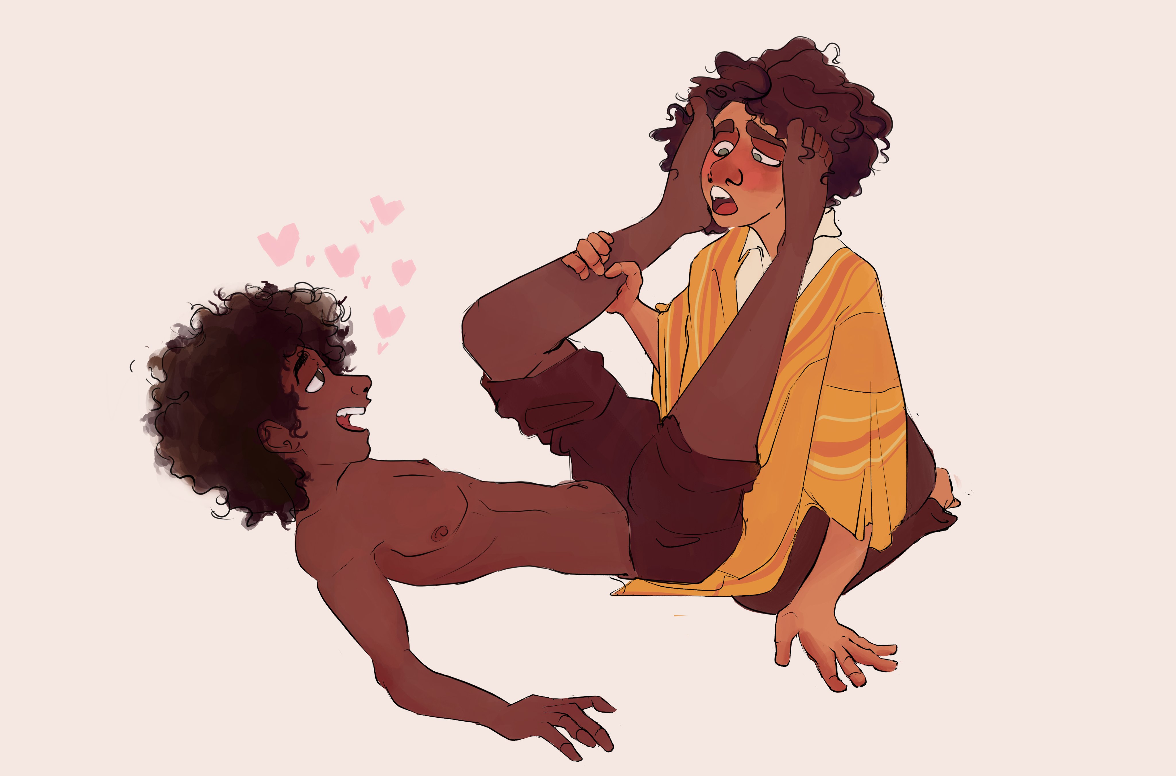 2boys, aged up, anal, anal sex, antonio madrigal, black body, blush, brother, brothers, brown eyes, brown skin, camilo madrigal, chest, dark skin, disney, encanto, feet up, gay, gay sex, hearts, incest, latino, male, male only, melanin, nipples, shirt removed, shirtless, yaoi