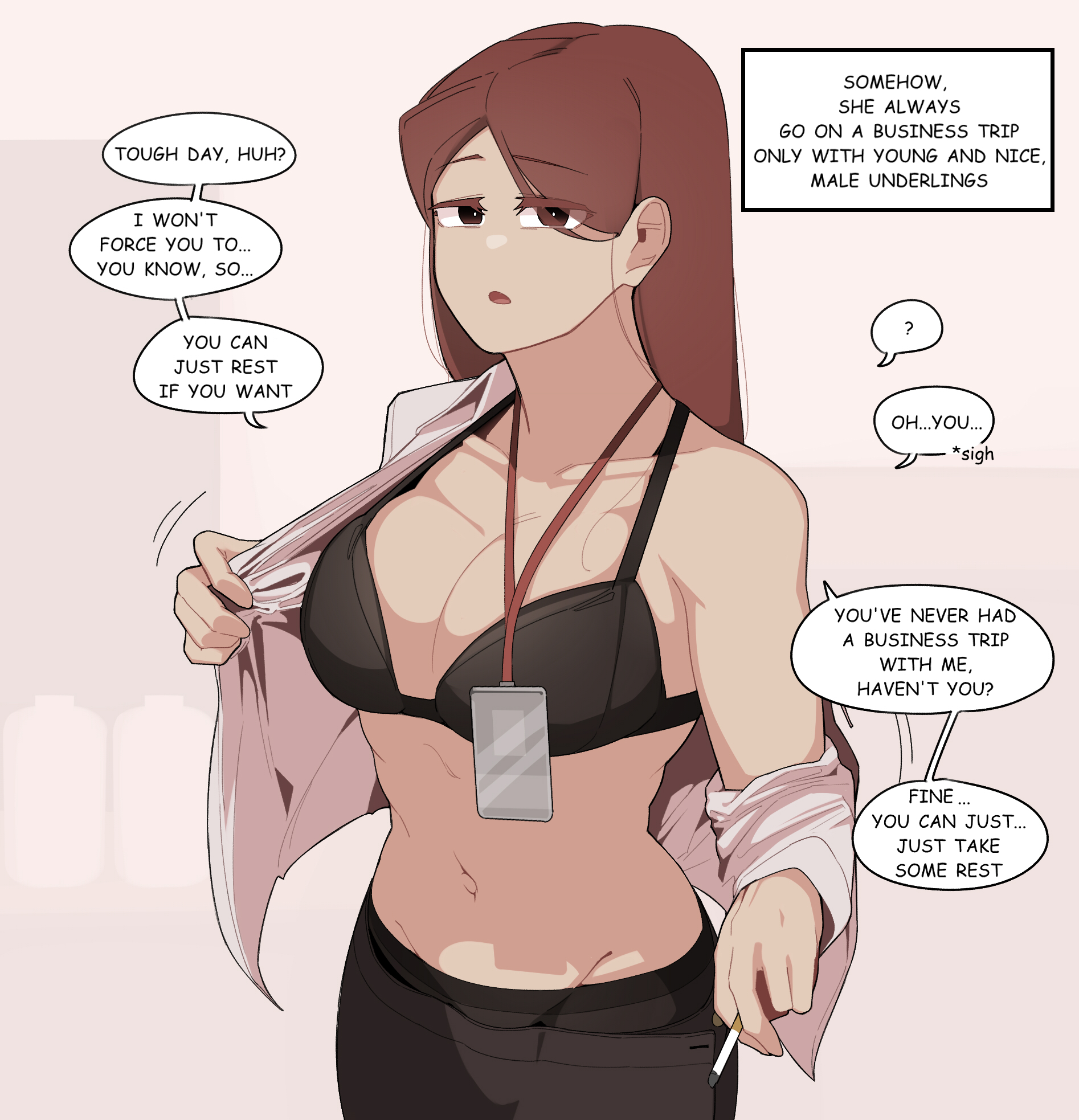 big breasts, bra, breasts, female, oddsnail, shirt open, tag, tummy