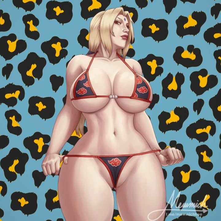 1girls, akatsuki (naruto), belly, belly button, big breasts, bikini, bikini bottom, bikini top, black bikini, black panties, black swimsuit, black thong, blonde hair, boruto: naruto next generations, breasts, brown eyes, busty, child bearing hips, cleavage, corruption, curvaceous, curvy, curvy female, curvy figure, enemy conversion, female, female focus, female only, forehead jewel, forehead mark, g-string, hourglass figure, large breasts, lips, lipstick, looking at viewer, makeup, mature, mature female, mewmich, micro bikini, milf, naruto, naruto (classic), naruto (series), naruto shippuden, panties, panty pull, perky breasts, pink lips, pink lipstick, pinup, pose, posing, shounen jump, sideboob, skimpy, skimpy bikini, solo, solo female, solo focus, standing, swimsuit, thong, tied hair, tsunade, twintails, underboob, underwear, voluptuous, wide hips