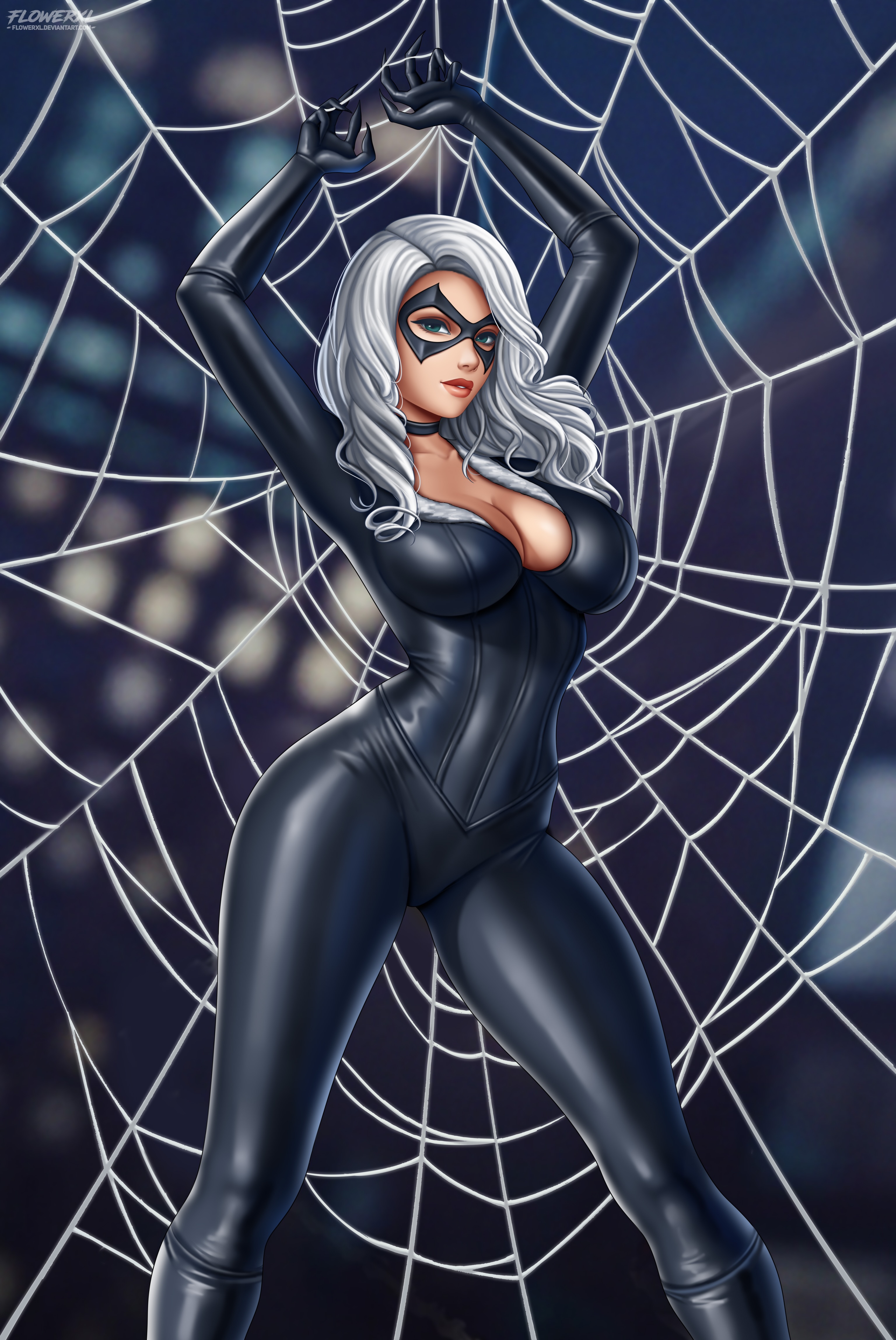 big breasts, black cat (marvel), breasts, felicia hardy, female, flowerxl, hourglass figure, marvel, marvel comics