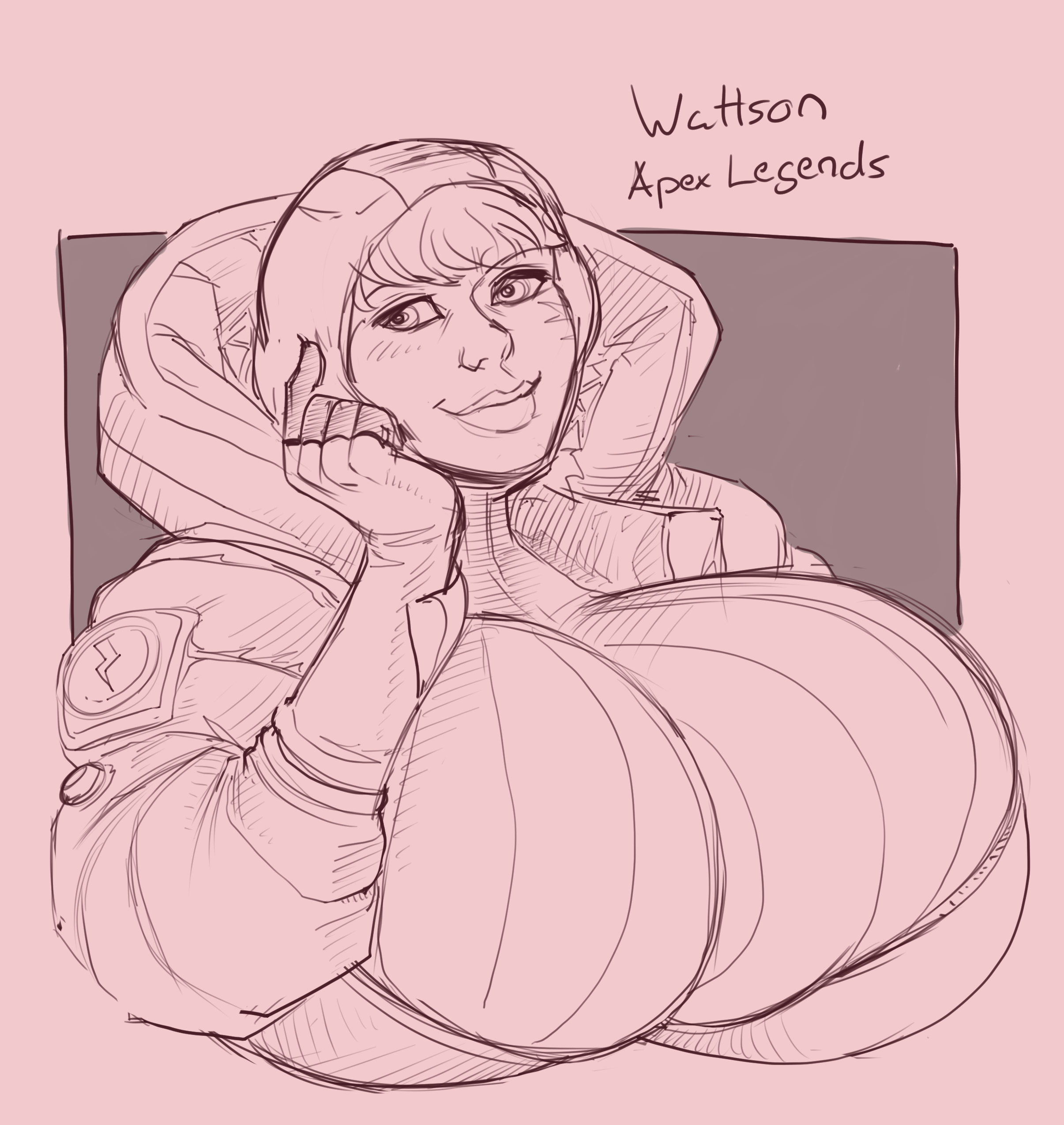1girls, apex legends, berggie, big breasts, breasts, breasts bigger than head, enormous breasts, female, gigantic breasts, huge breasts, massive breasts, smile, tagme, wattson (apex legends)