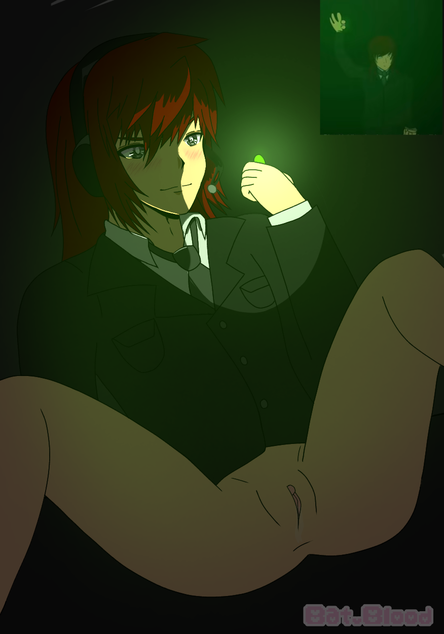 1boy anime_style bat_blood clitoris cuntboy dark_red_hair digital_drawing_(artwork) grey_eyes headphones intersex kuroko_(pretty_blood) legs_apart male_only partly_nude pretty_blood pussy pussy_juice sitting_on_ground solo solo_focus solo_male technical_(series) vagina