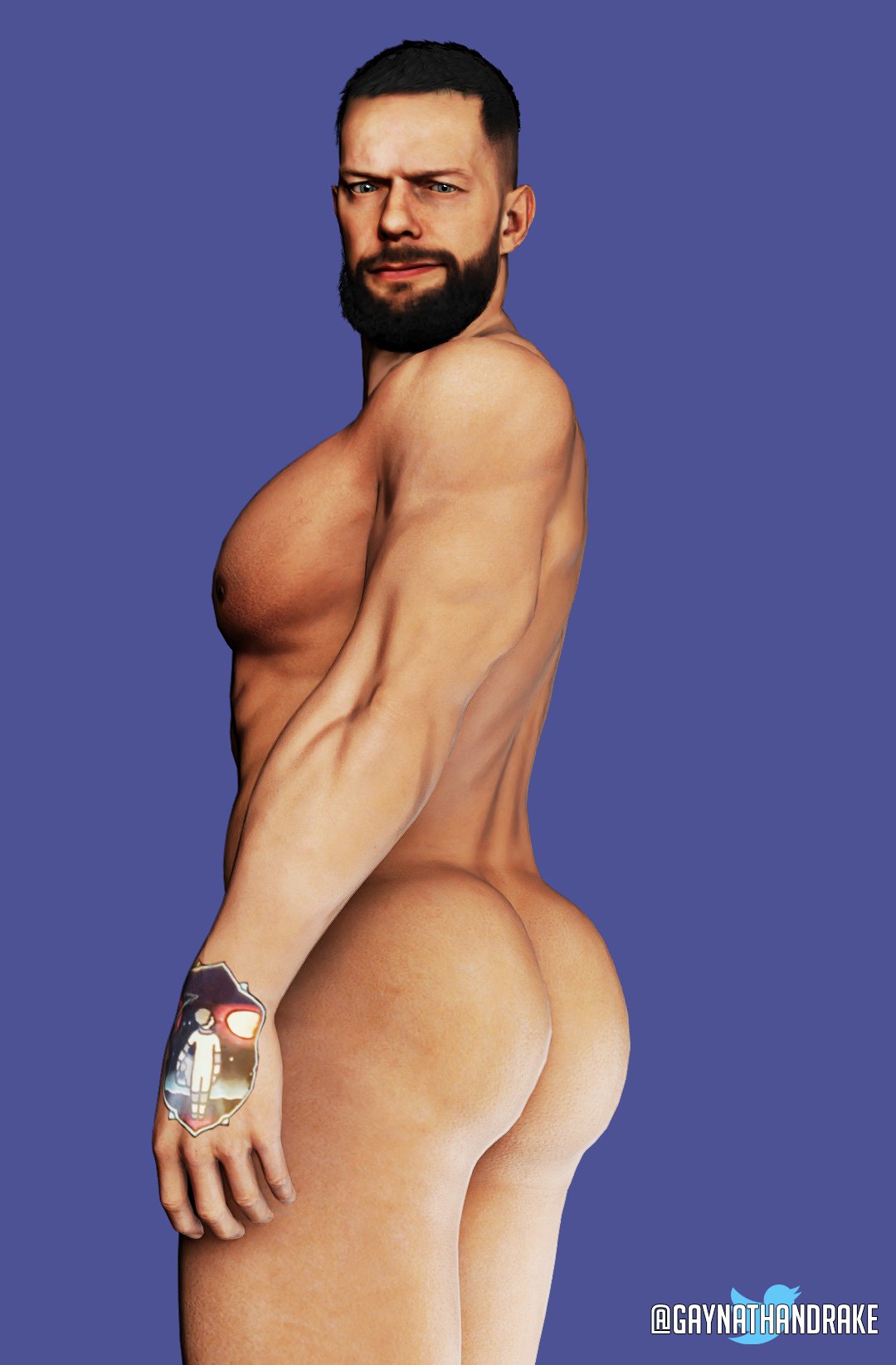 3d 3d_(artwork) 3d_model brown_hair bubble_ass bubble_butt finn_balor gaynathandrake green_eyes light_skin light_skinned_male looking_down_at_viewer male male_focus male_only masculine muscle_ass muscle_butt muscles muscular muscular_male pawb solo solo_focus solo_male thick_ass viewed_from_below wrestler wwe