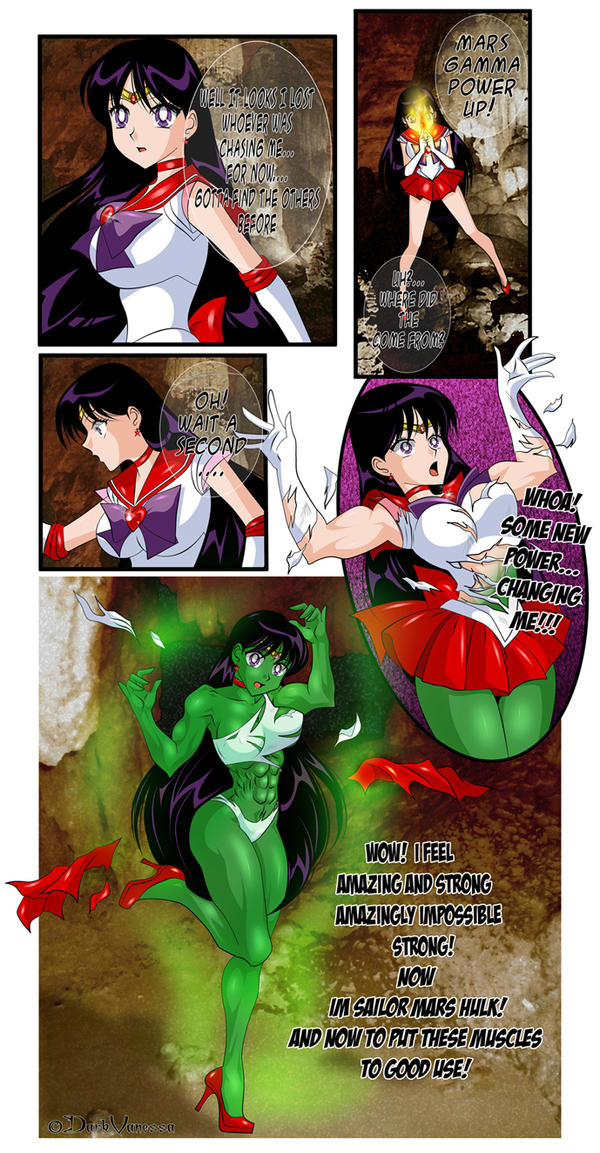 1girls abs ass_expansion big_breasts bishoujo_senshi_sailor_moon black_hair breast_expansion clothing comic dialogue eye_color_change female female_only green-skinned_female green_skin hair_growth high_heels huge_ass huge_breasts hulked_out large_breasts long_hair muscle_growth muscles muscular muscular_female nude rei_hino ripped_clothes ripped_clothing sailor_mars shrrrrrriiipfan skin_color_change skirt solo speech_bubble thick_thighs thigh_expansion torn_clothes transformation wide_hips