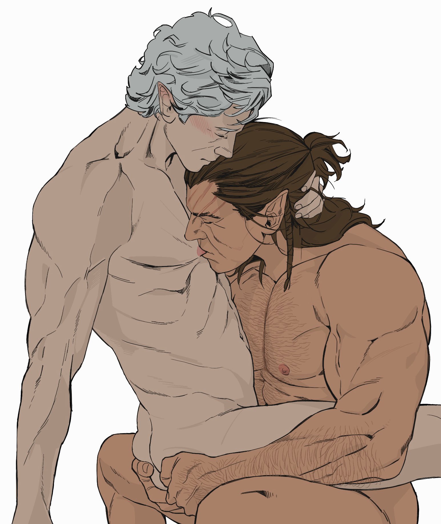 2boys, astarion, baldur's gate 3, dungeons and dragons, forgotten realms, gay, halsin, male, male only, nude