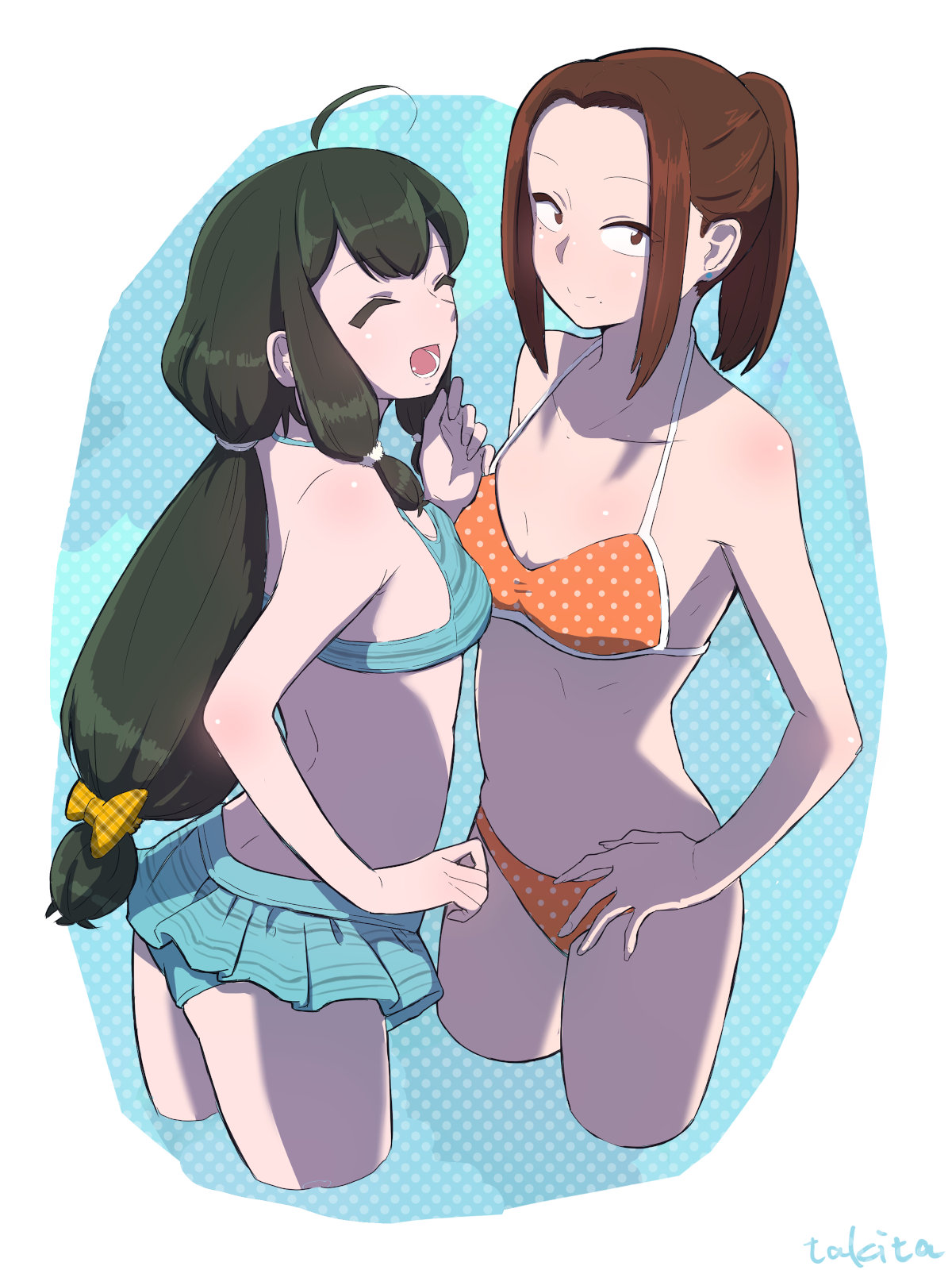 female, komi-san wa komyushou desu, lesbian, onemine nene, otori kaede, swimsuit, yuri