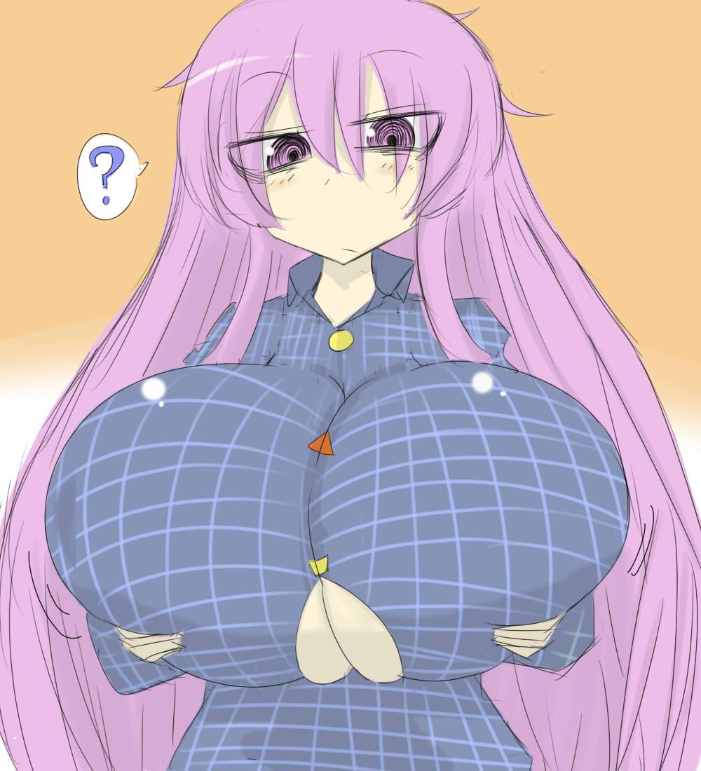 1girls ? alternate_breast_size bad_id bad_pixiv_id big_breasts bimbo breasts button_gap clothed color dress_shirt female gigantic_breasts hata_no_kokoro huge_breasts hyper_breasts large_breasts massive_breasts purple_hair solo tagme touhou vaba