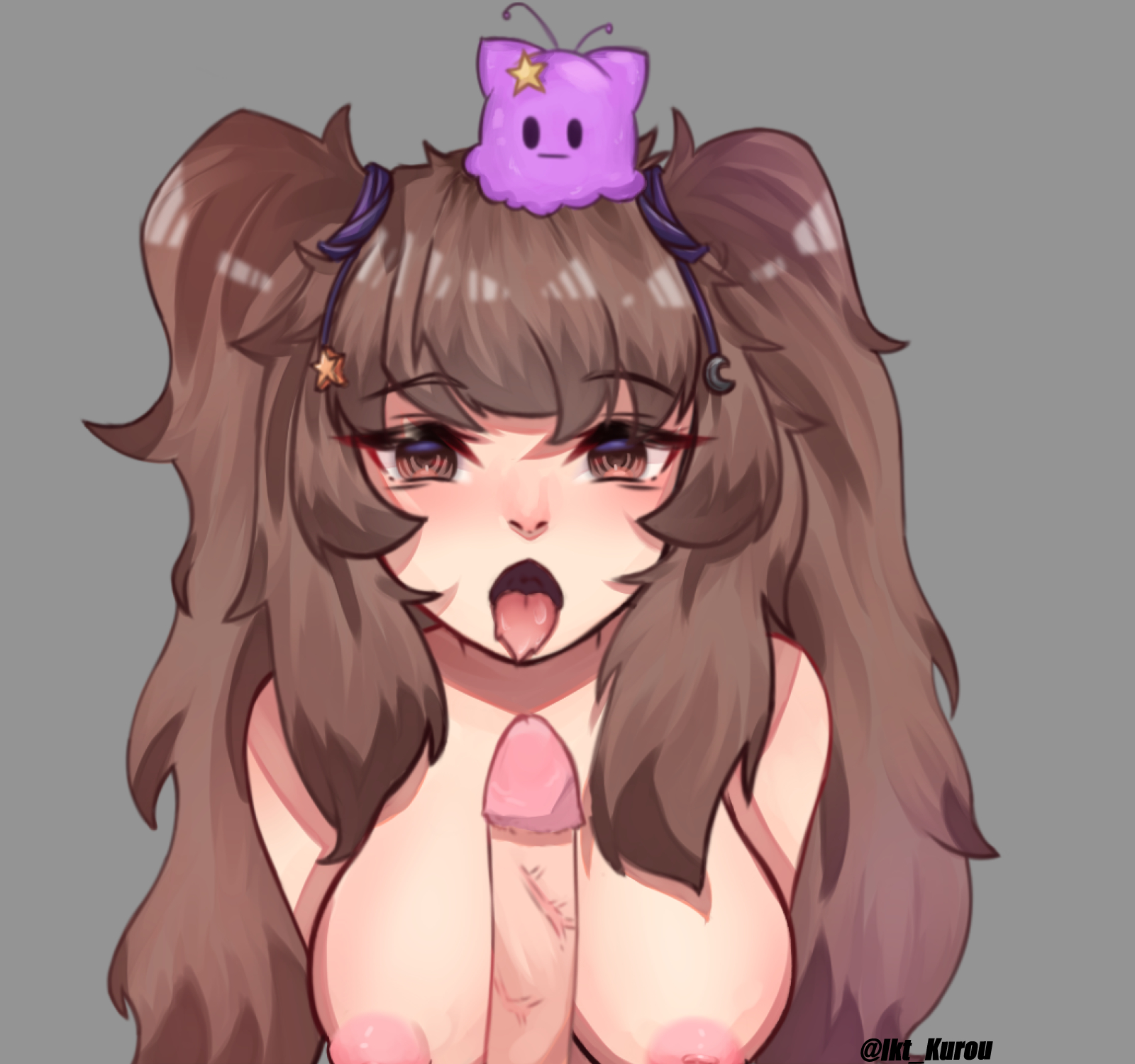 1girls, ahe gao, breasts, brown hair, dick on face, female, female only, male, nimu, penis, twintails, twitch, virtual youtuber, white skin, youtube hispanic