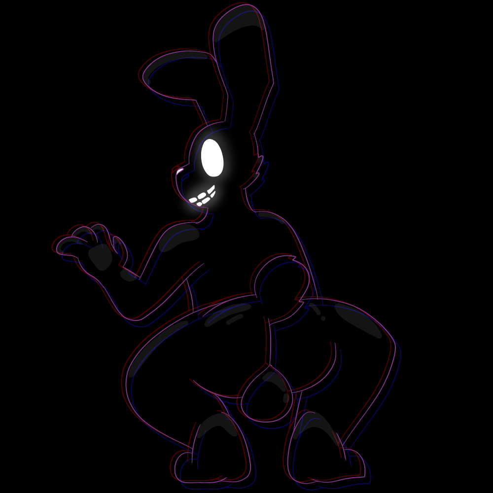 1:1 4_fingers animatronic anthro ass backsack balls black_body black_fur delta's_art fingers five_nights_at_freddy's fur genitals lagomorph leporid looking_at_viewer looking_back machine male male_only mammal rabbit rear_view robot shadow_bonnie simple_background simple_eyes small_tail solo teeth_showing white_eyes