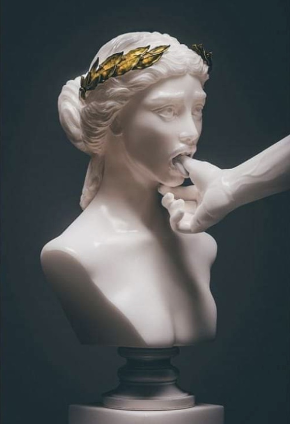 ahe_gao finger_in_mouth oliver_marinkoski oral seductive_mouth statue submissive_female throat_fingering thumb_in_mouth tongue_out white_skin